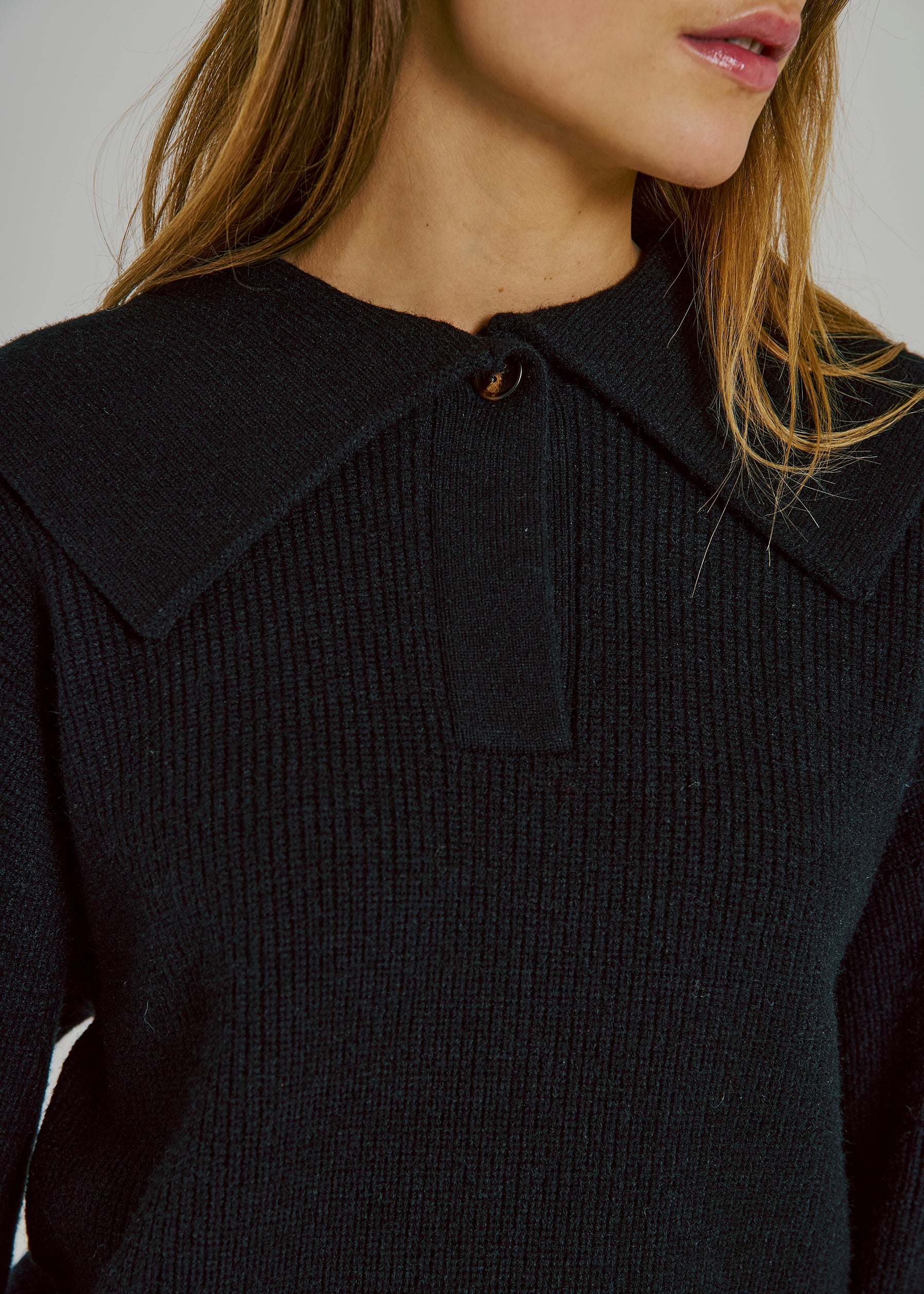 NORR Fea sailor knit top Strik Black