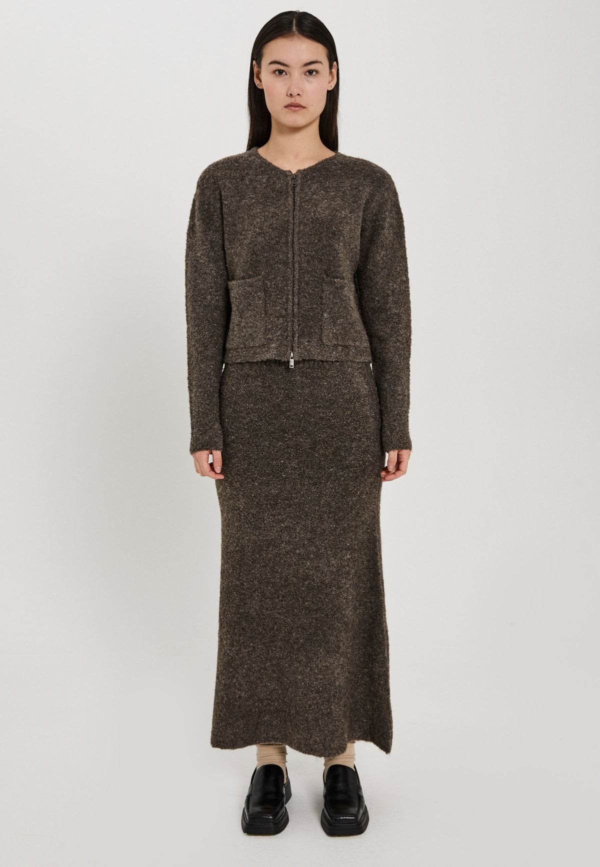 NORR Filine knit skirt Strik Dark Brown