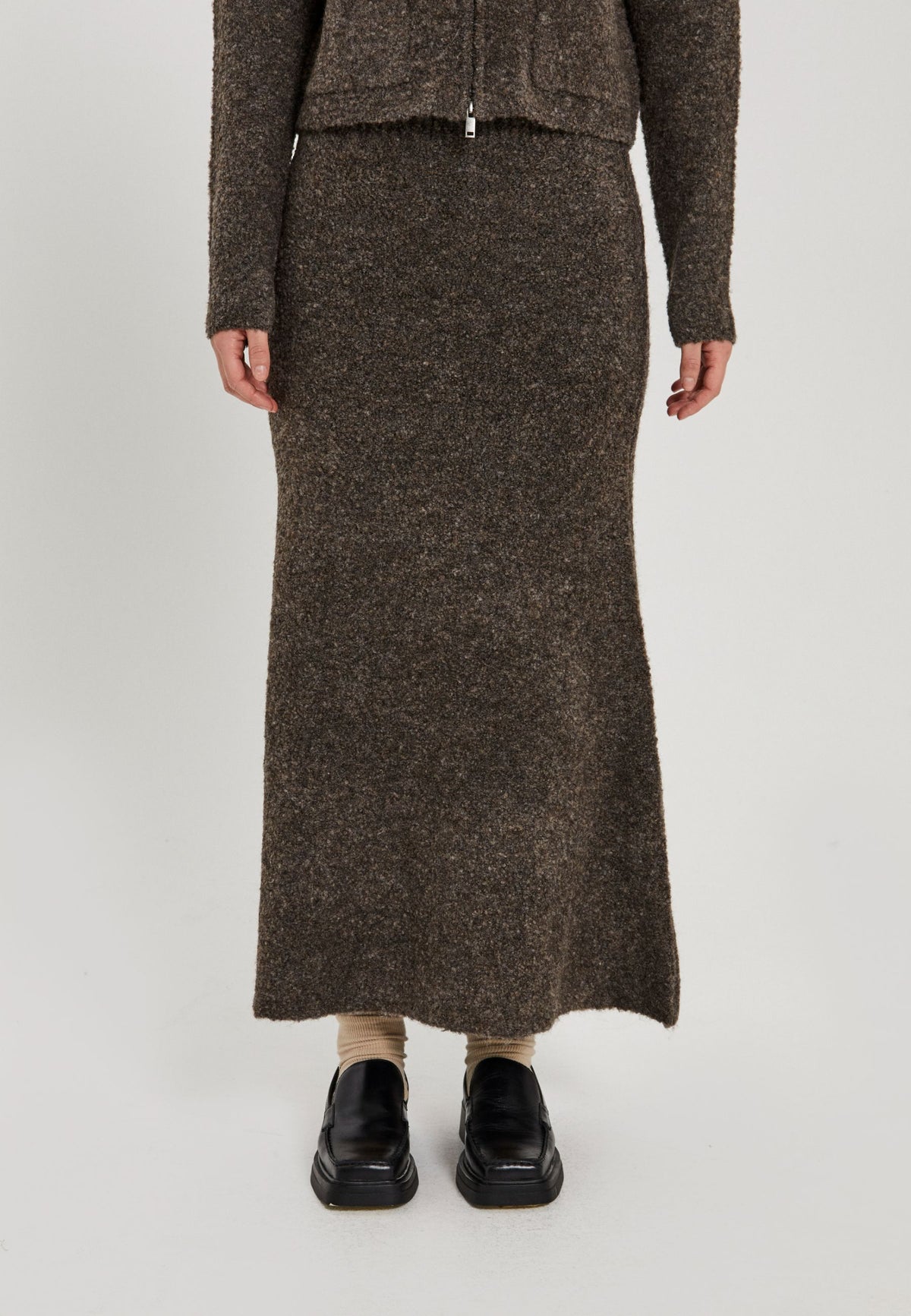 NORR Filine knit skirt Strik Dark Brown