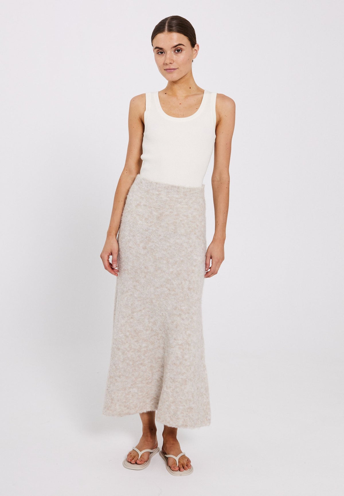 NORR Filine knit skirt Strik Light beige