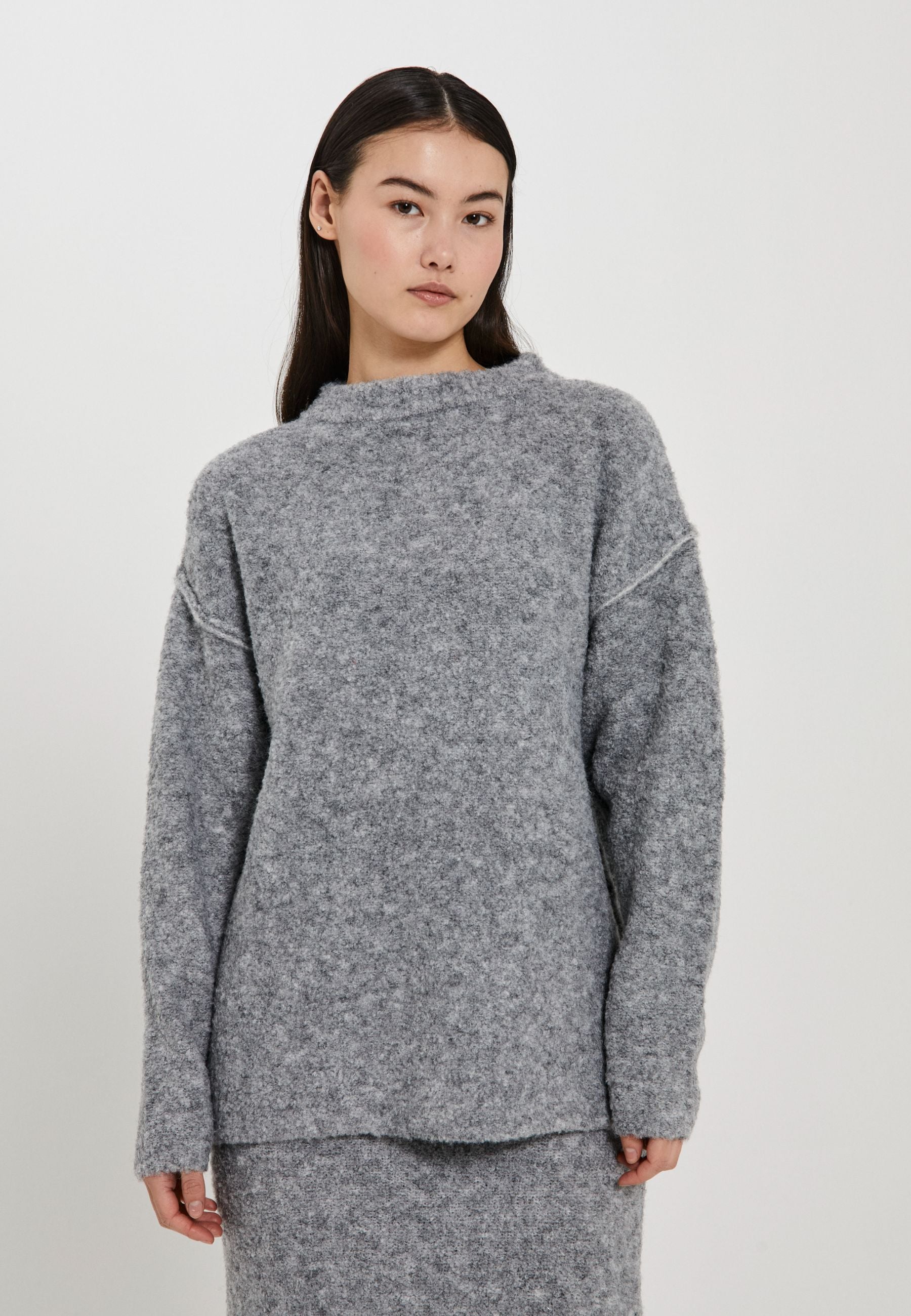 NORR Filine knit top Knits Light grey melange