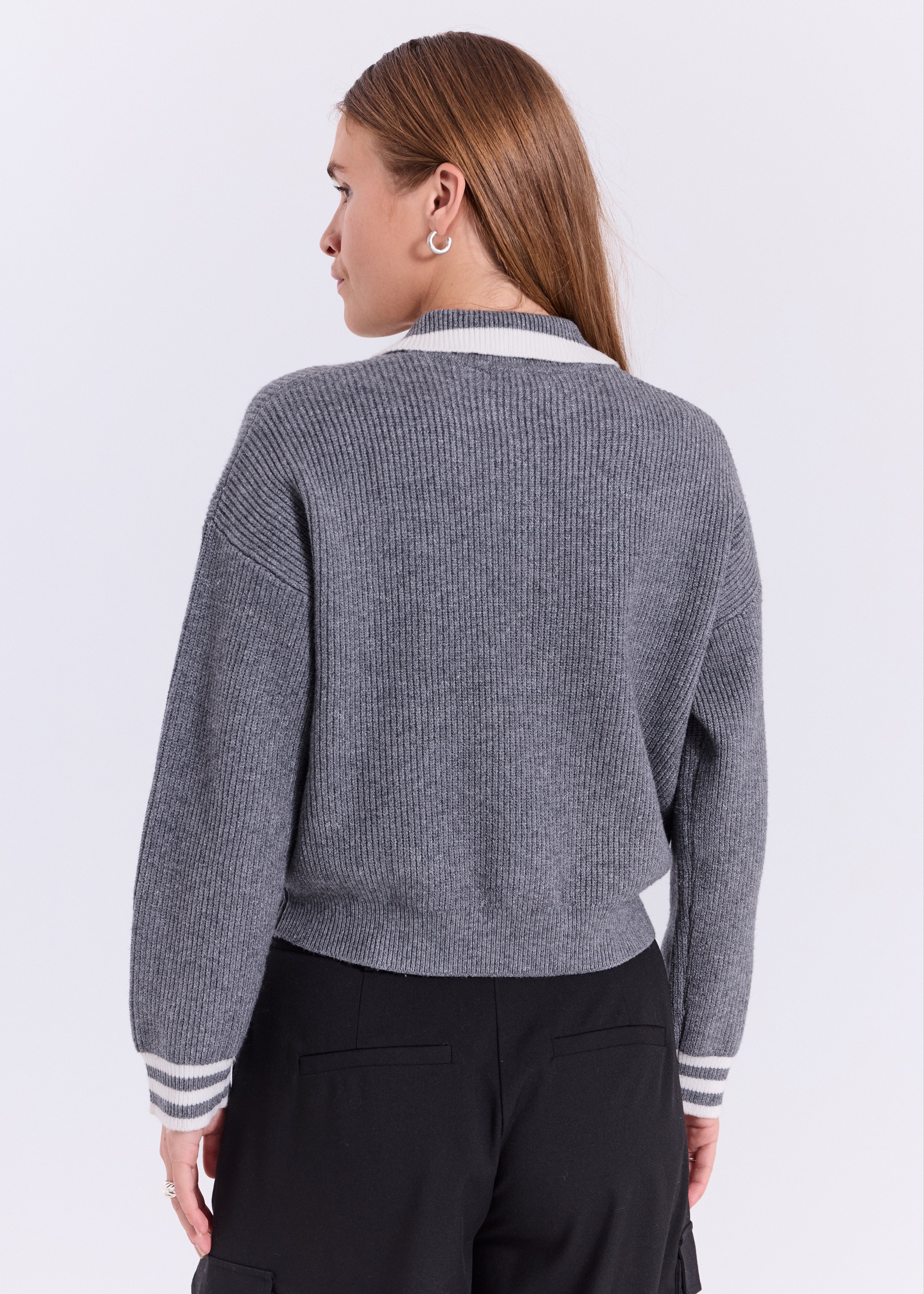 NORR Flena knit polo Strik Dark grey