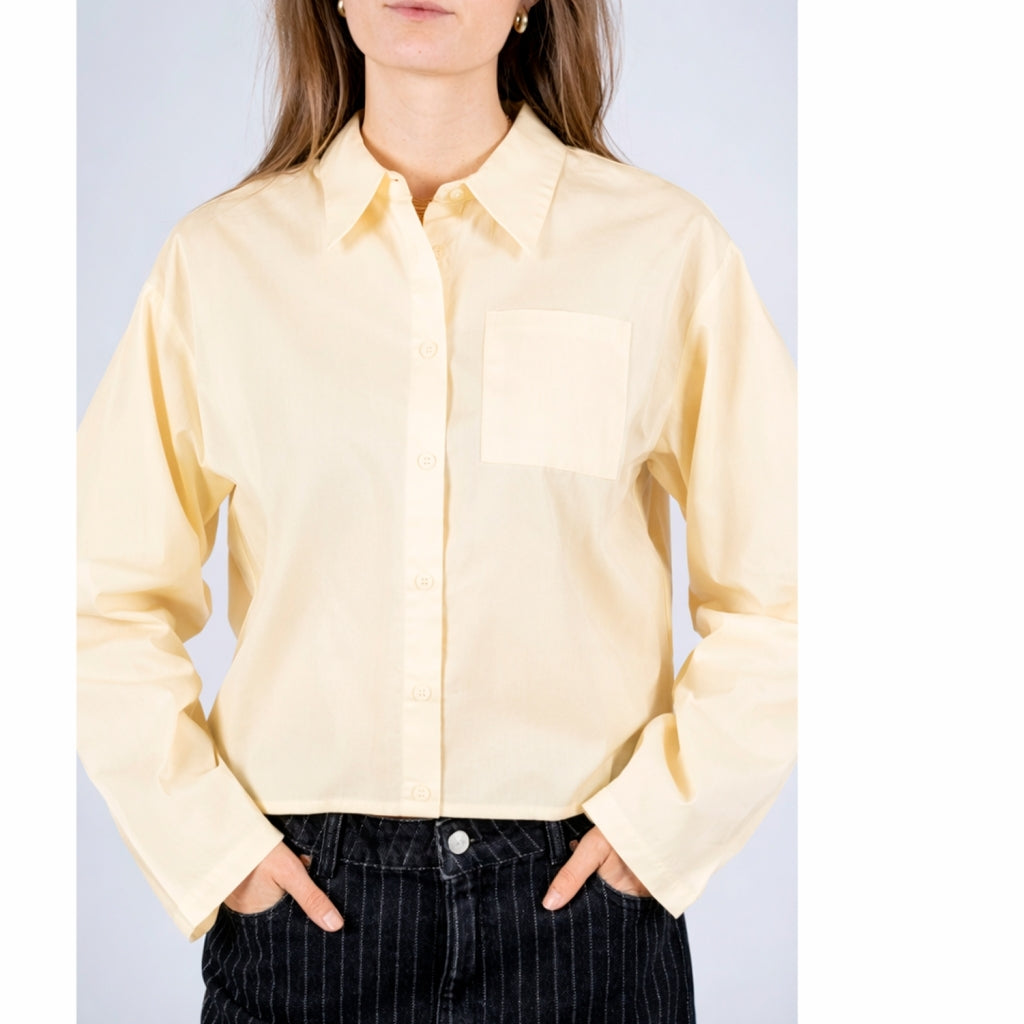 NORR Fraser pleat shirt Skjorter Light yellow