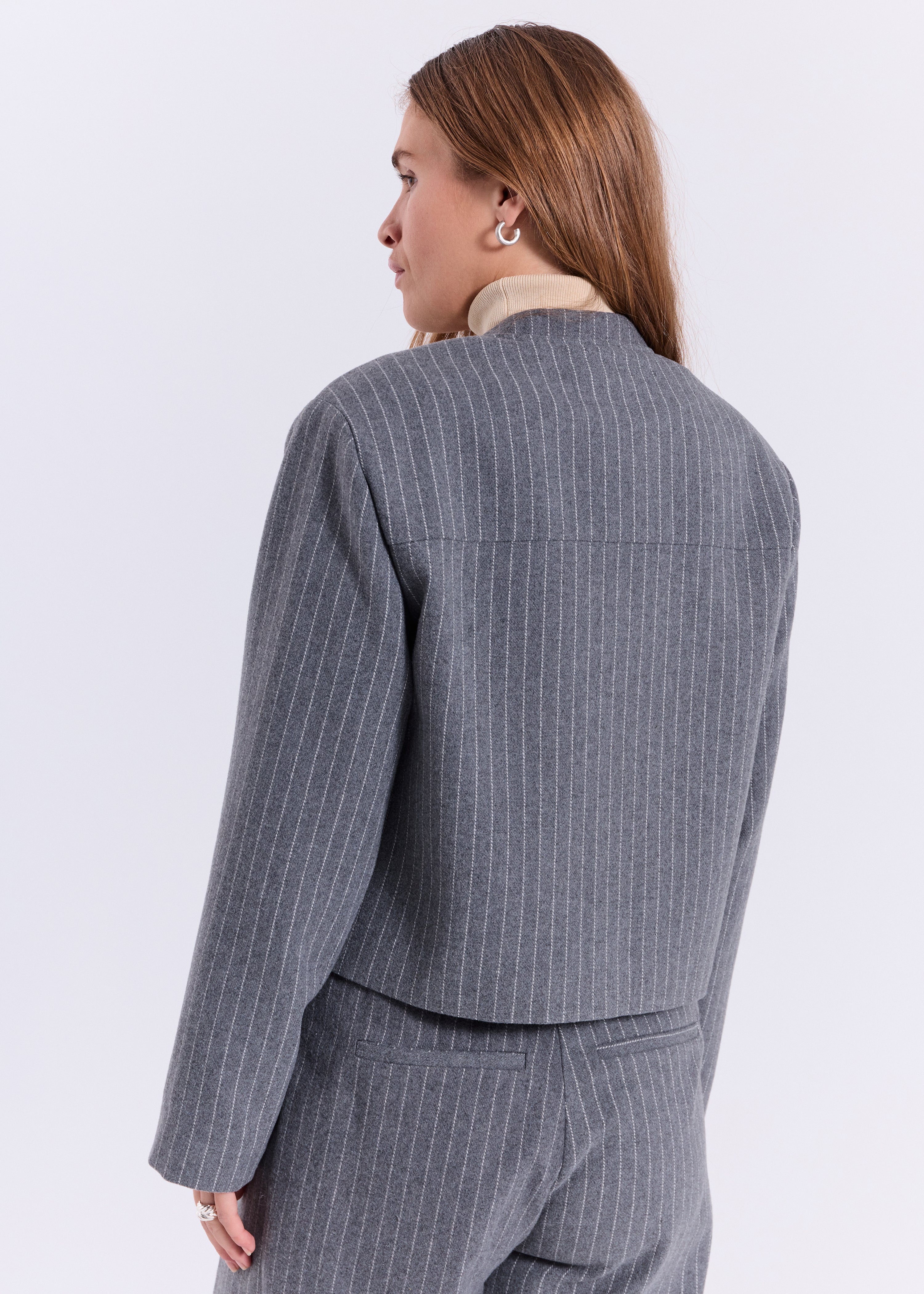 NORR Frigga light bomber jacket Jakker Light Grey Pinstripe