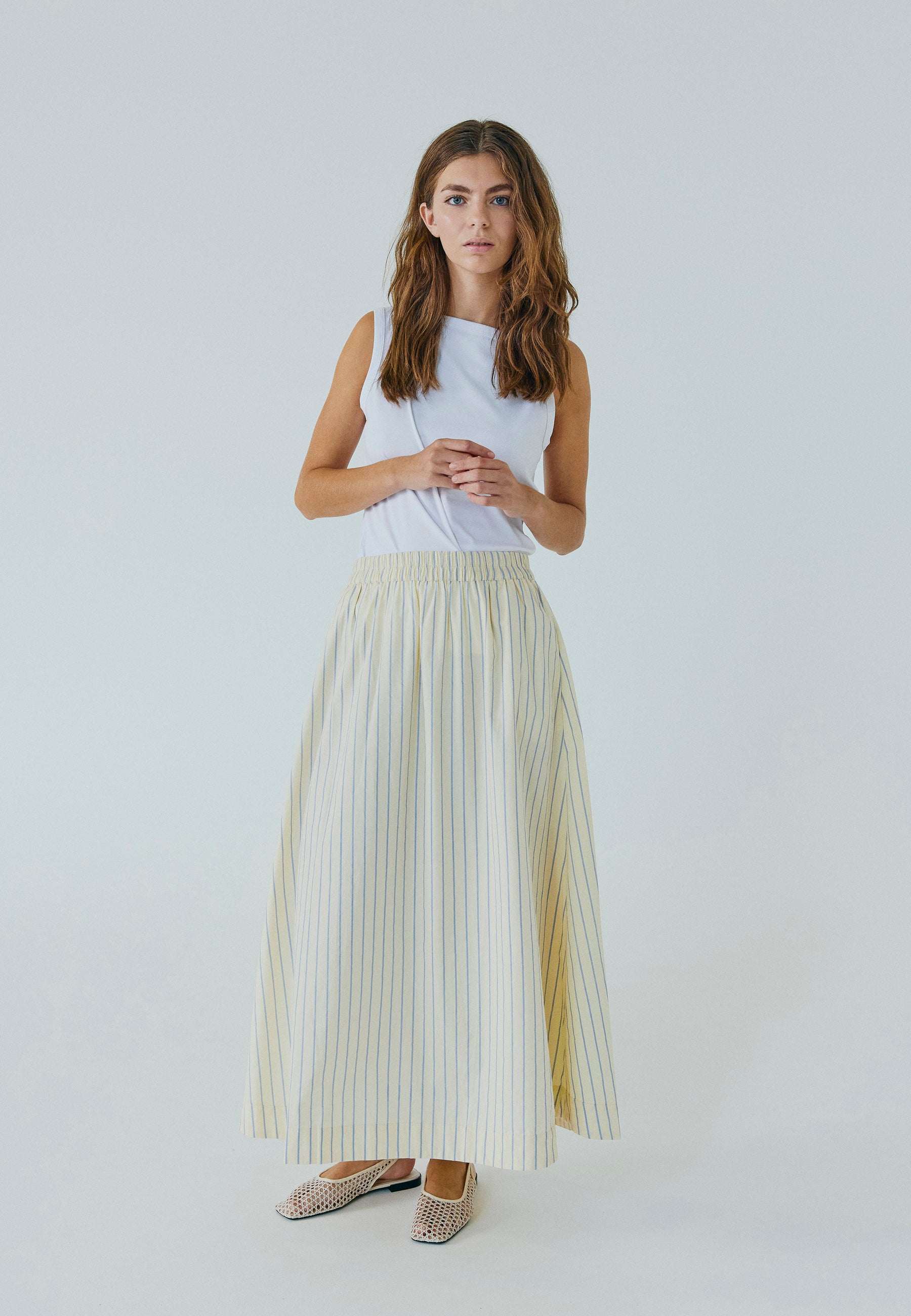 NORR Frikka maxi skirt Nederdele Light yellow stripe