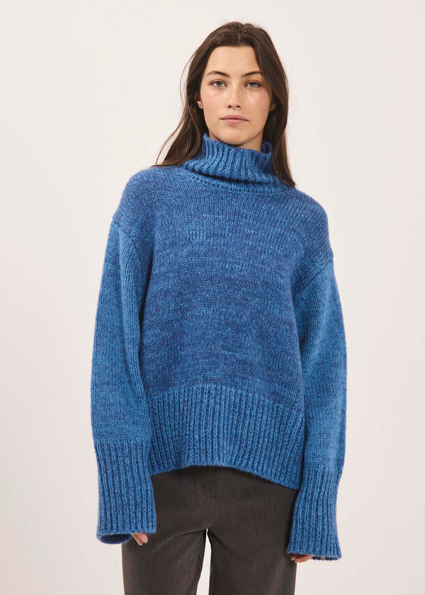 NORR Fuscia melange knit top Knits Blue melange