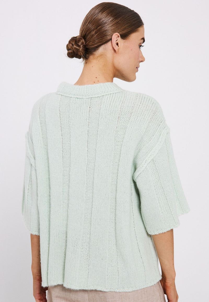 NORR Fuscia rib knit tee T-shirts Mint green mélange