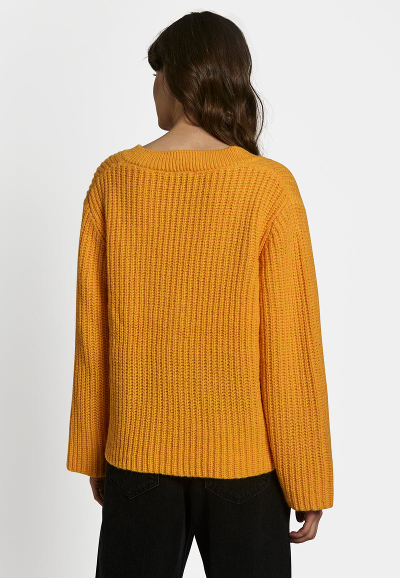 NORR Fuscia v-neck knit top Knits Orange