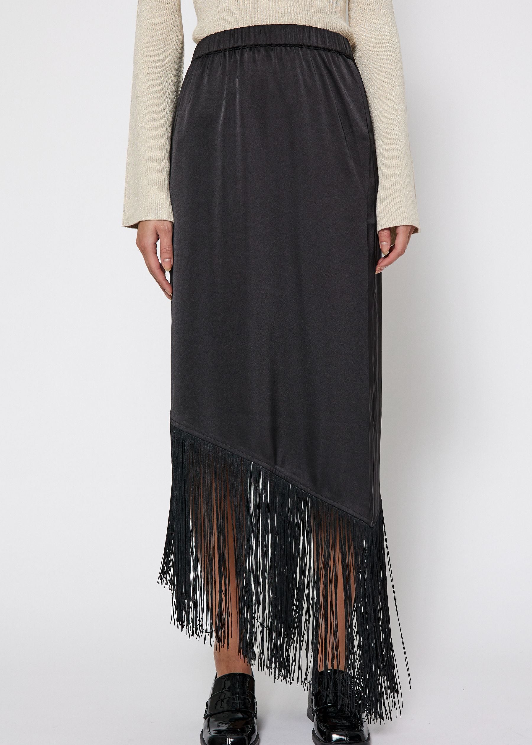 NORR Gili fringe skirt Skirts Black