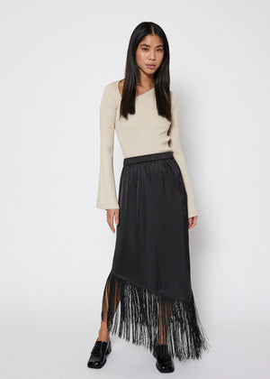 NORR Gili fringe skirt Skirts Black