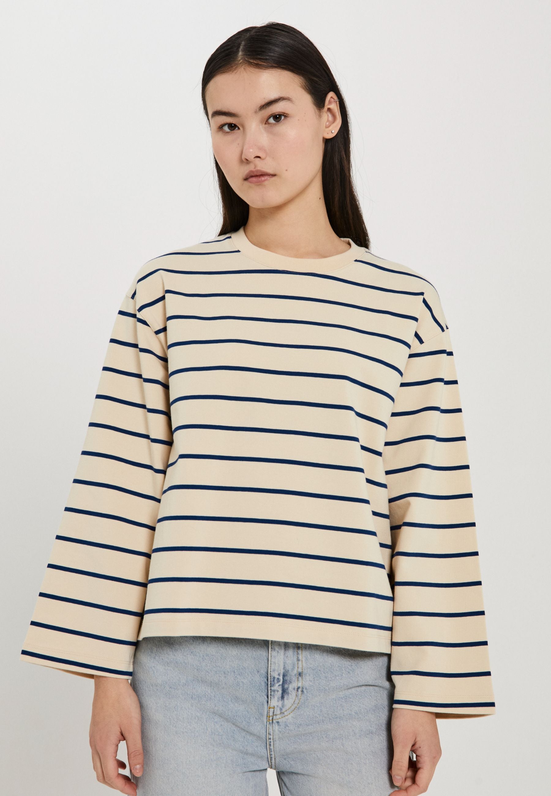 NORR Giva LS tee Tops Navy stripe