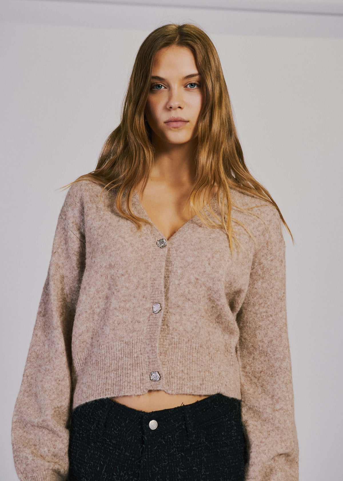 NORR Halli LS knit cardigan Strik Camel