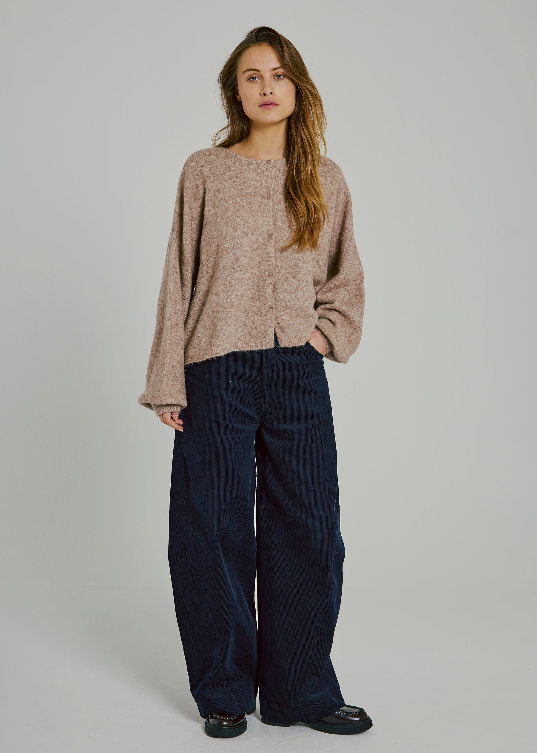 NORR Halli button knit cardigan Cardigans Camel