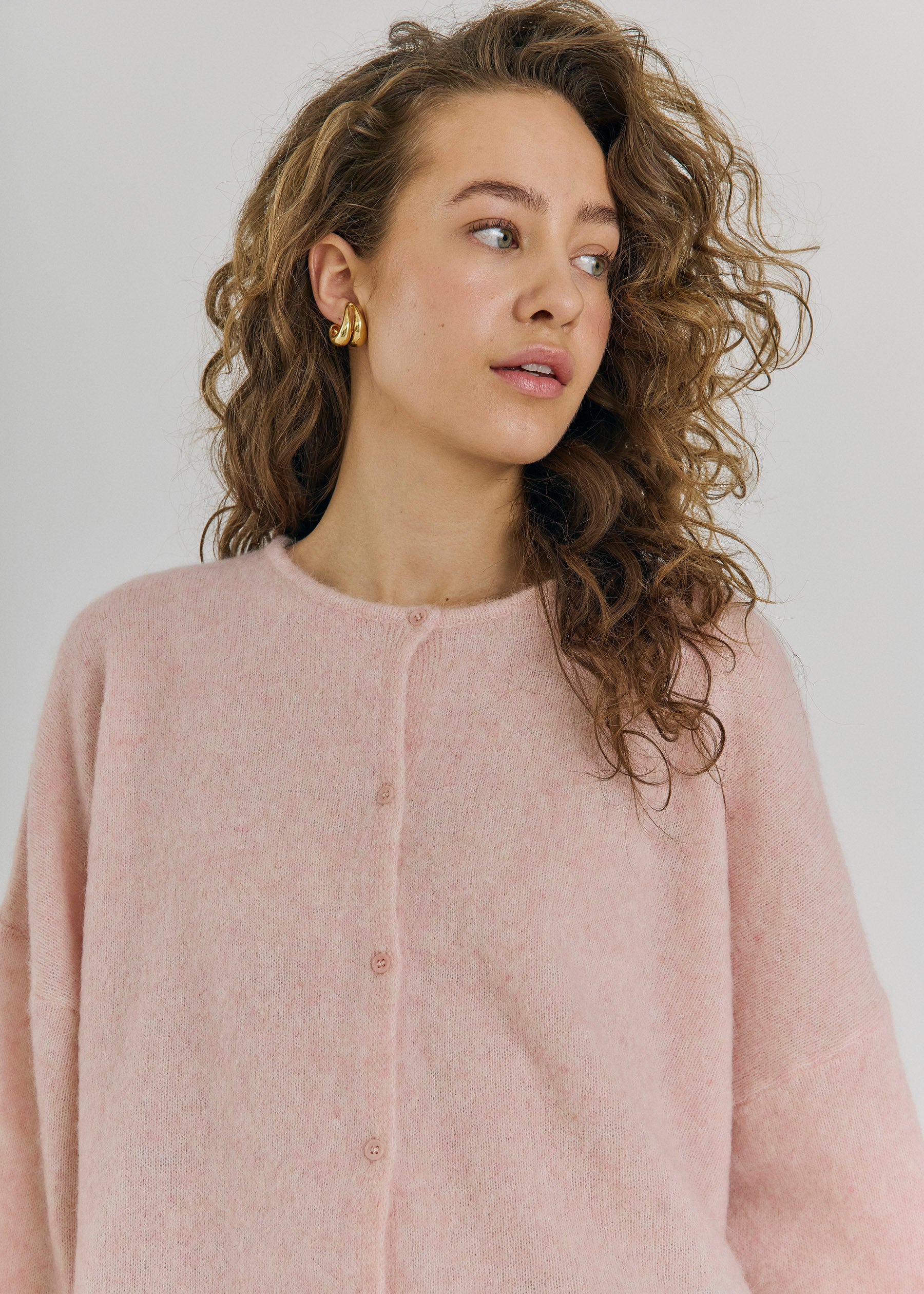 NORR Halli button knit cardigan Cardigans Light pink