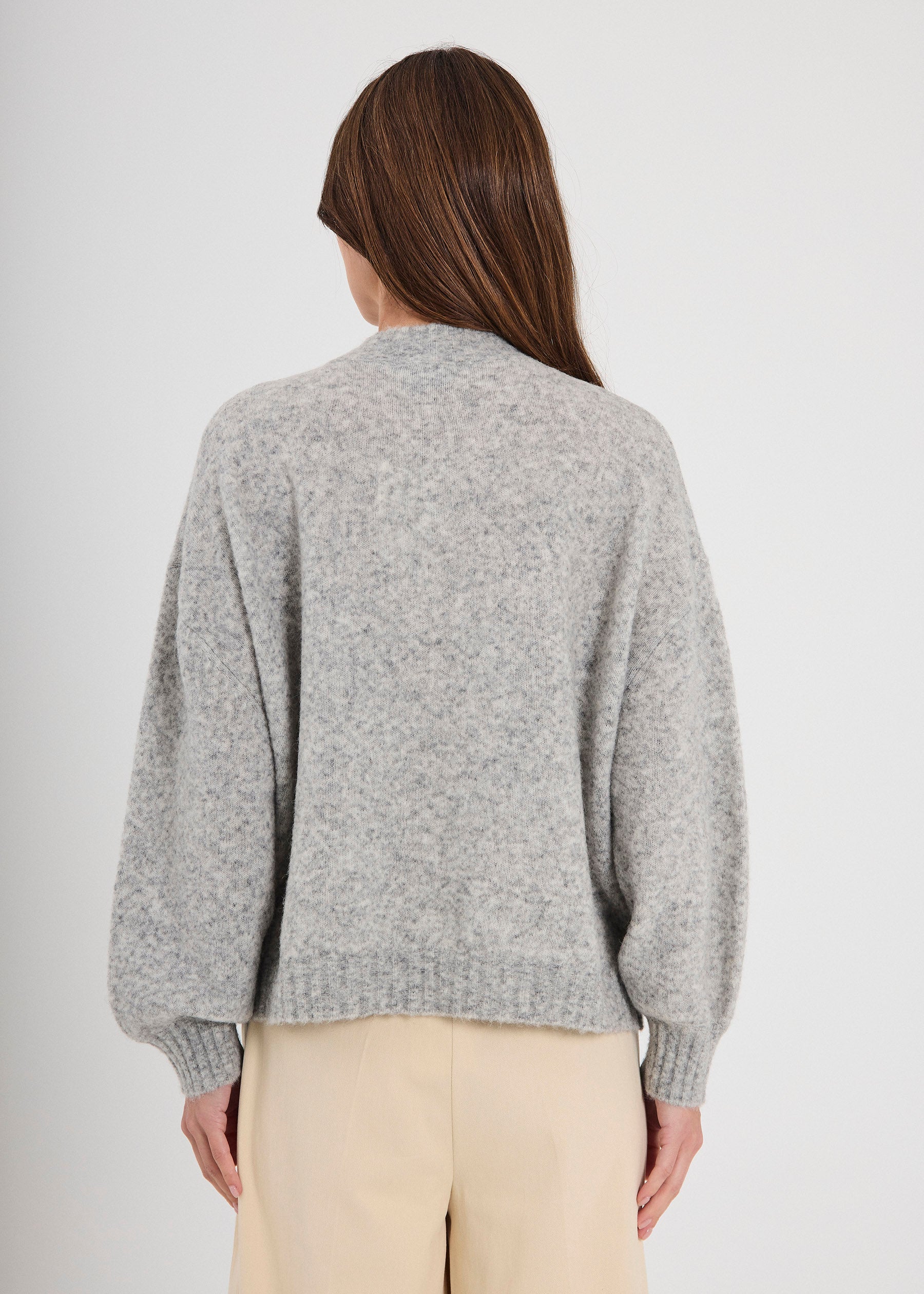 NORR Halli knit cardigan Strik Light grey melange