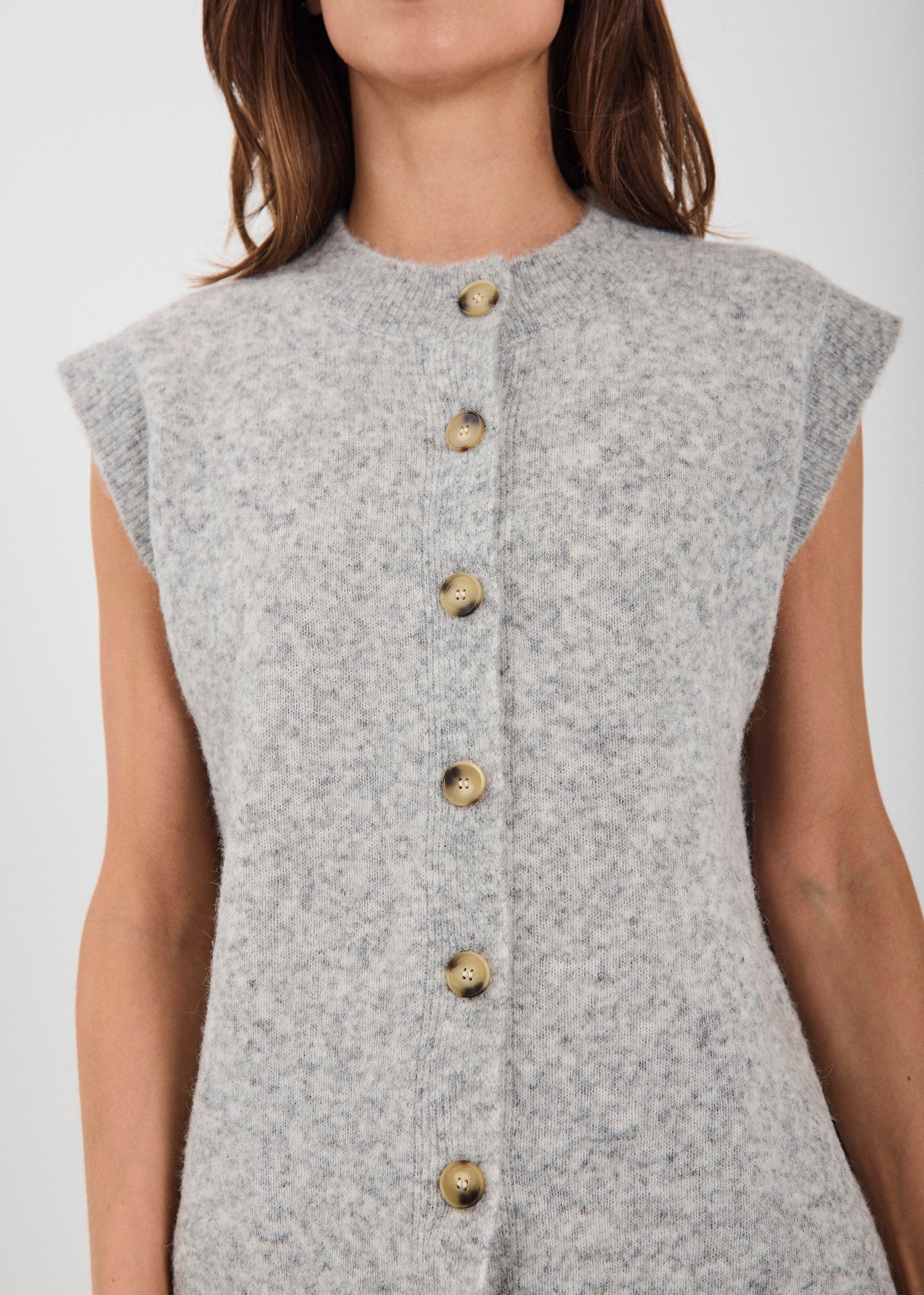 NORR Halli knit waistcoat Strik Light grey melange