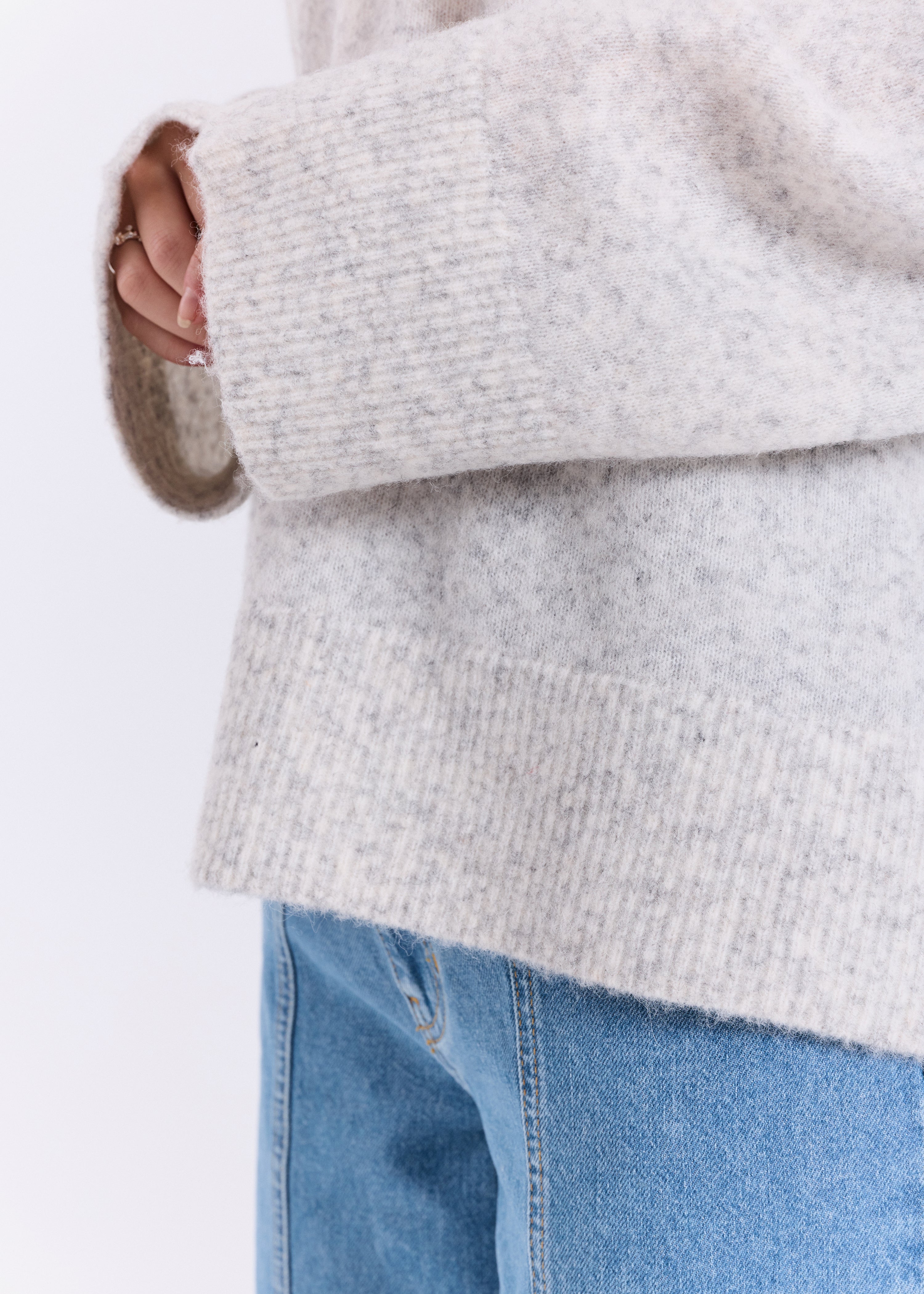 NORR Halli loose fit knit top Strik Light grey melange