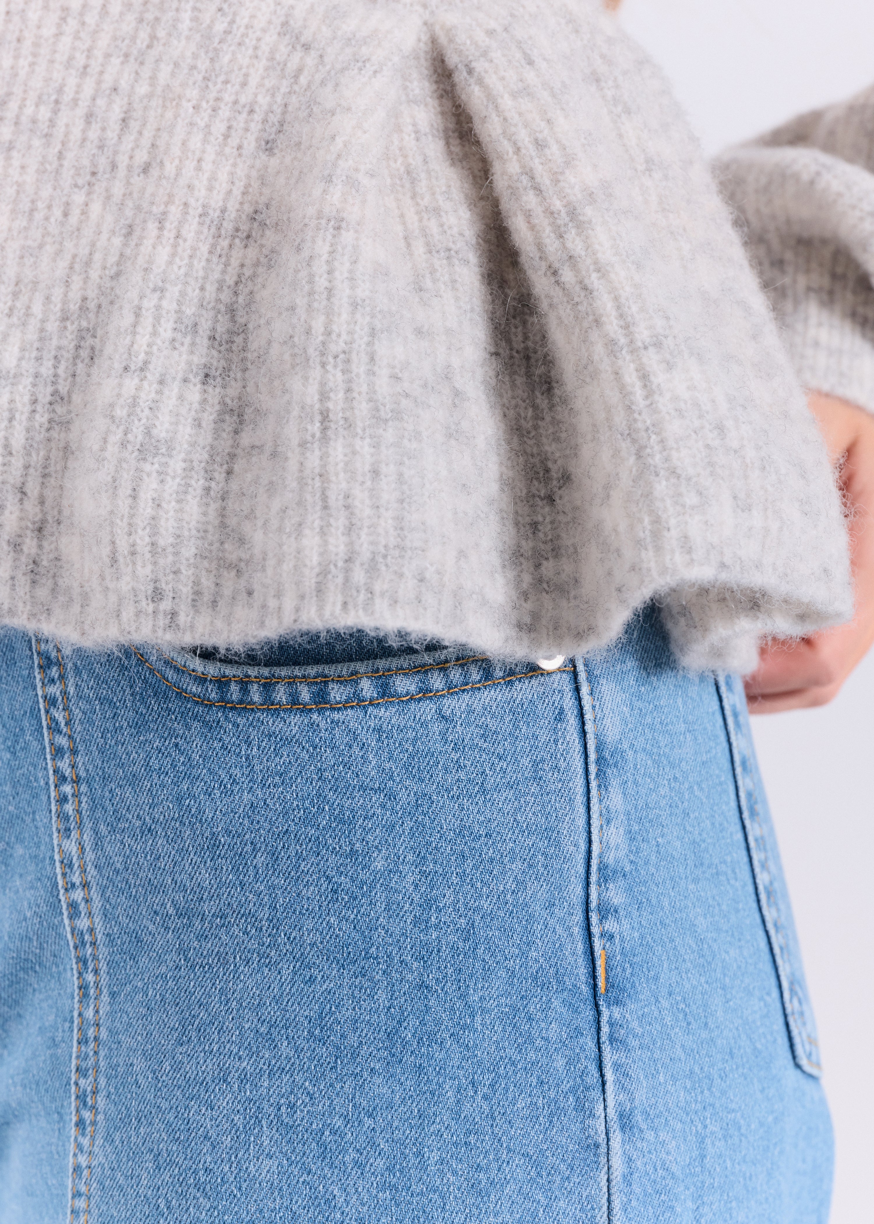 NORR Halli peplum knit cardigan Strik Light grey melange