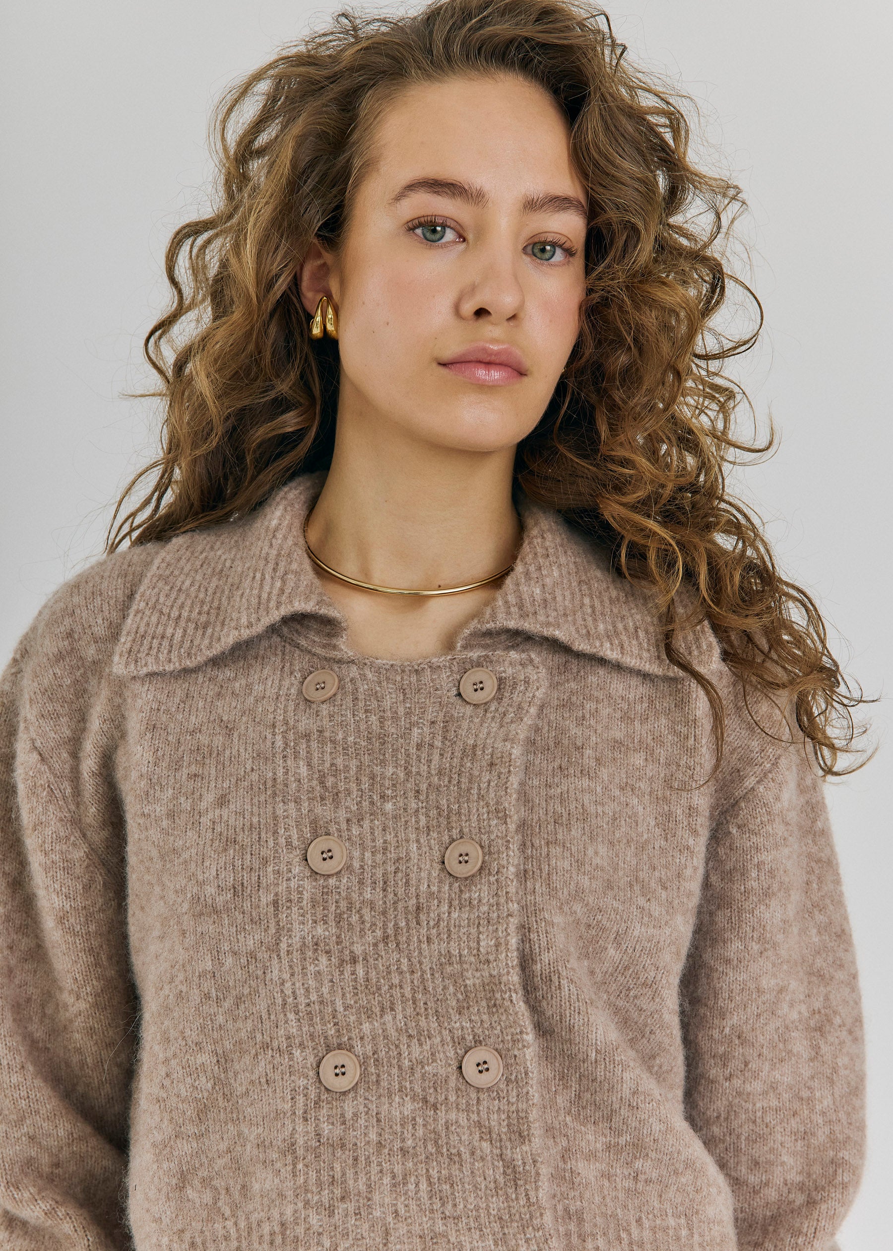 NORR Halli short knit cardigan Knits Camel