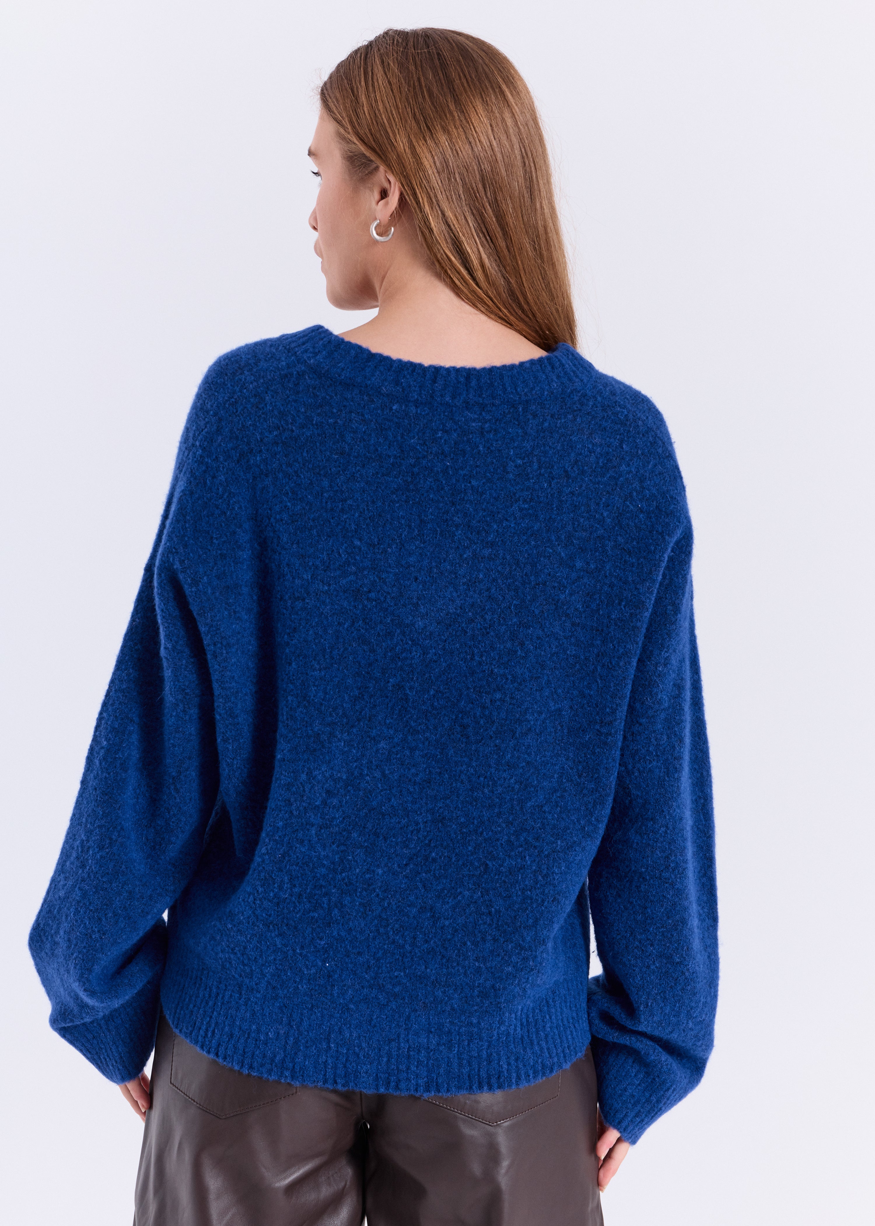 NORR Halli v-neck knit top Strik Blue