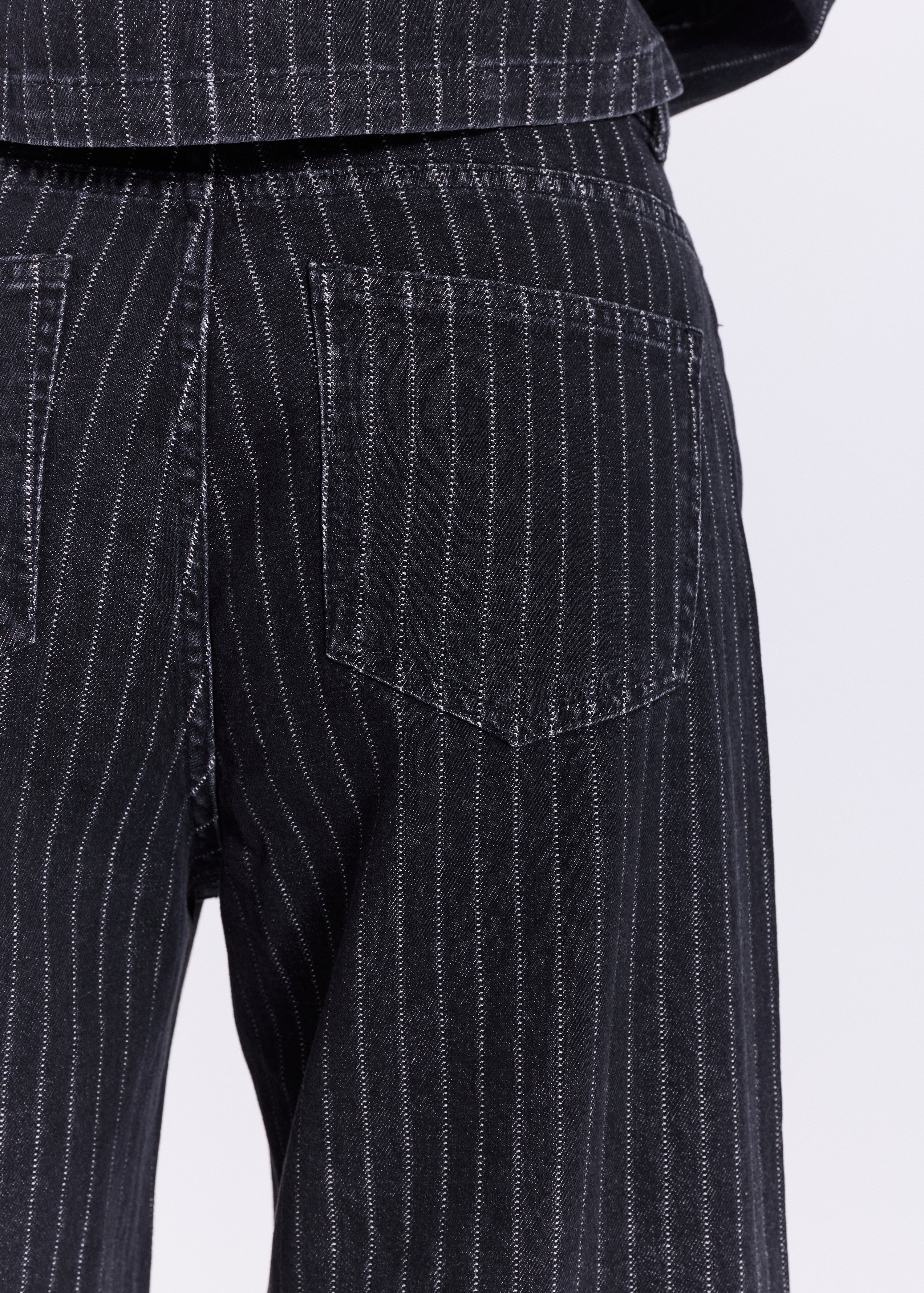 NORR Hannali AOP wide jeans Bukser Black Pinstripe