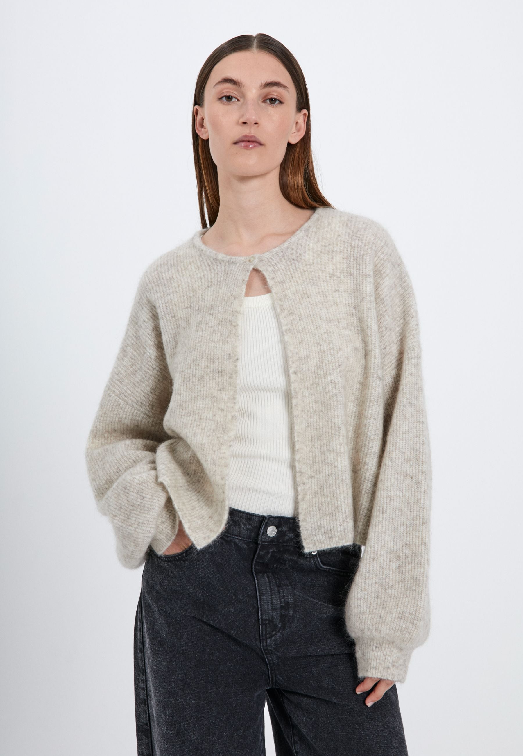 NORR Hazina knit cardigan Knits Beige mélange