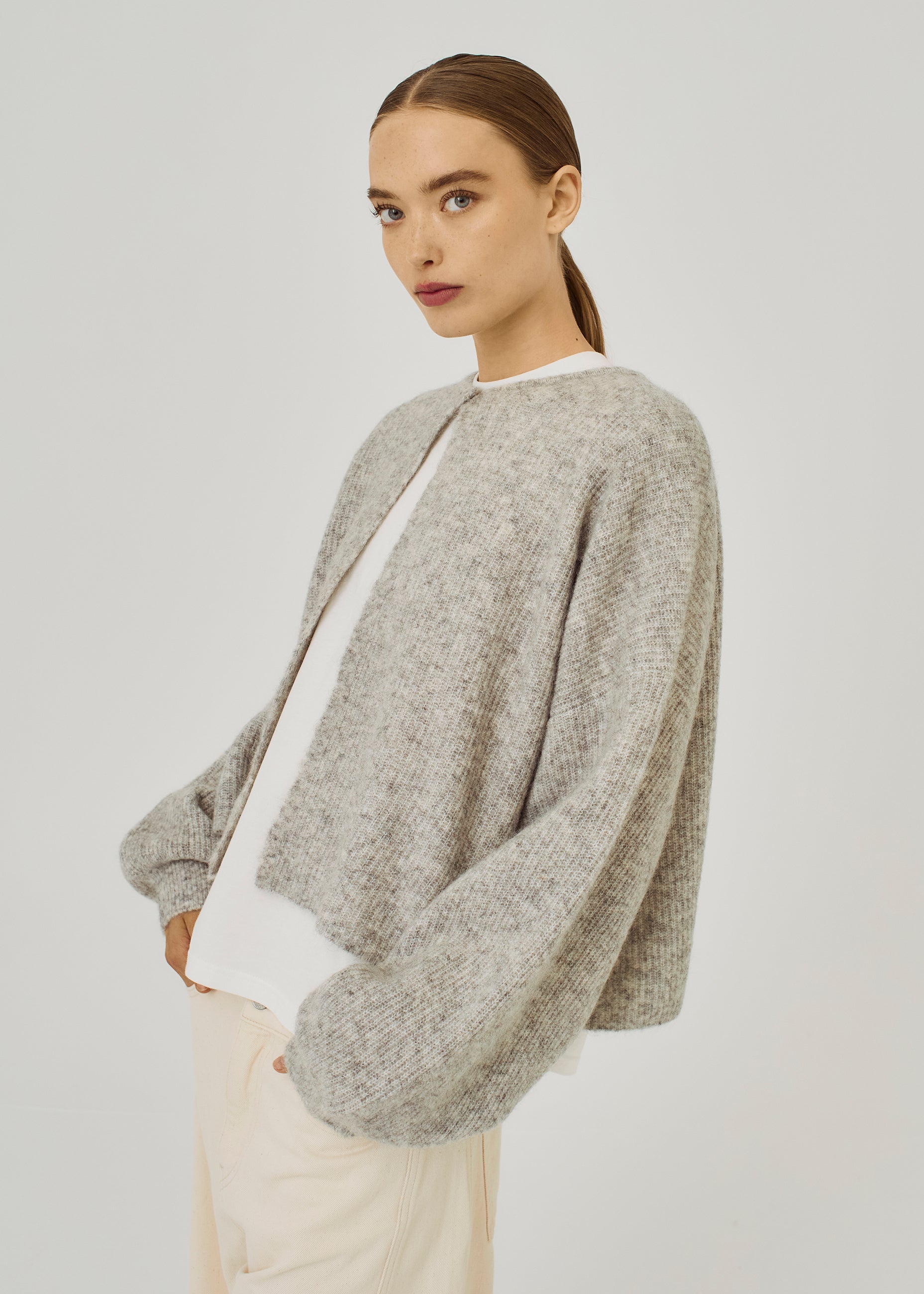 NORR Hazina knit cardigan Knits Light grey melange