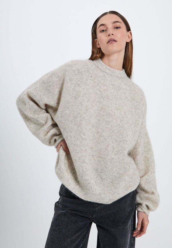 NORR Hazina knit top Tops Beige mélange