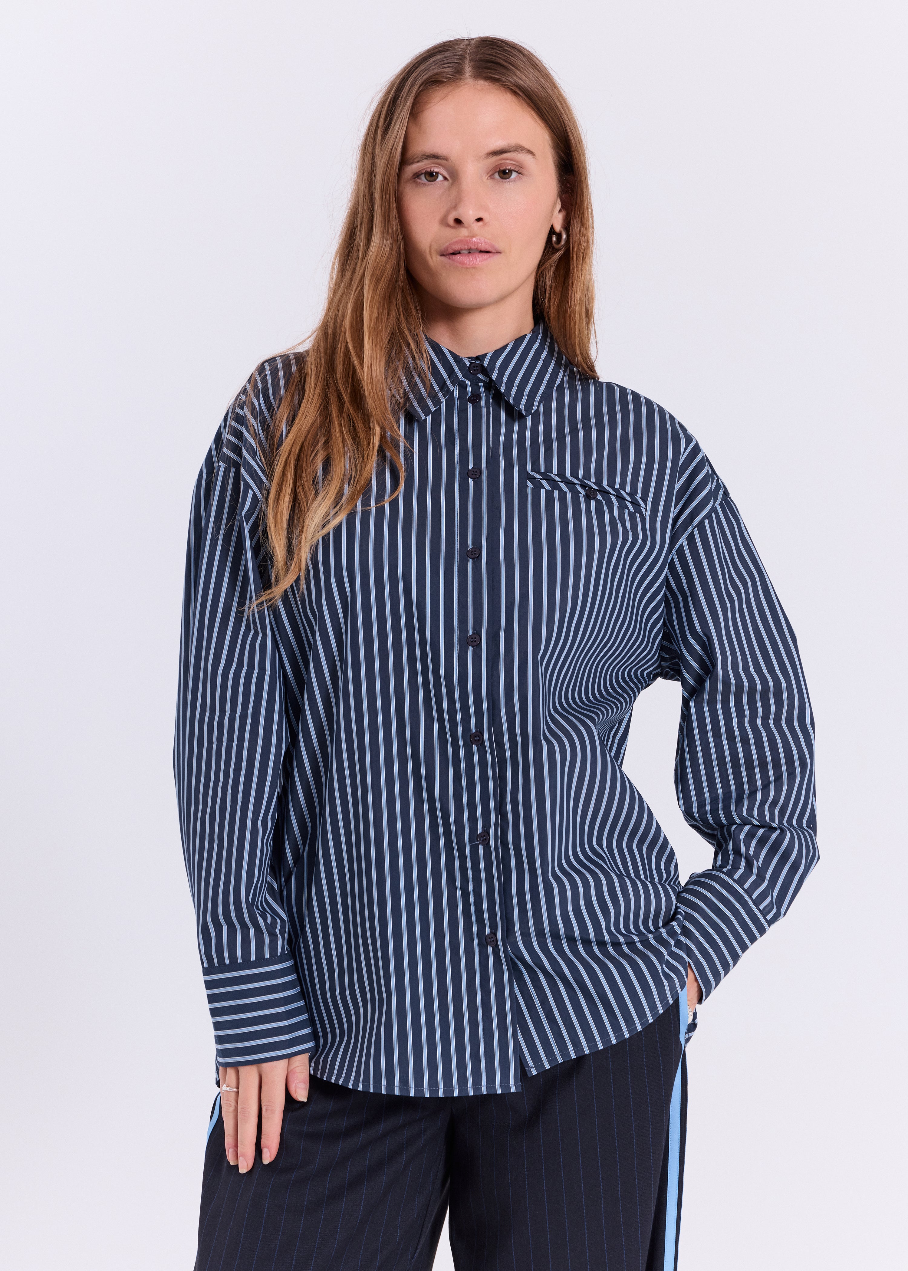 NORR Holly shirt Skjorter Blue stripe