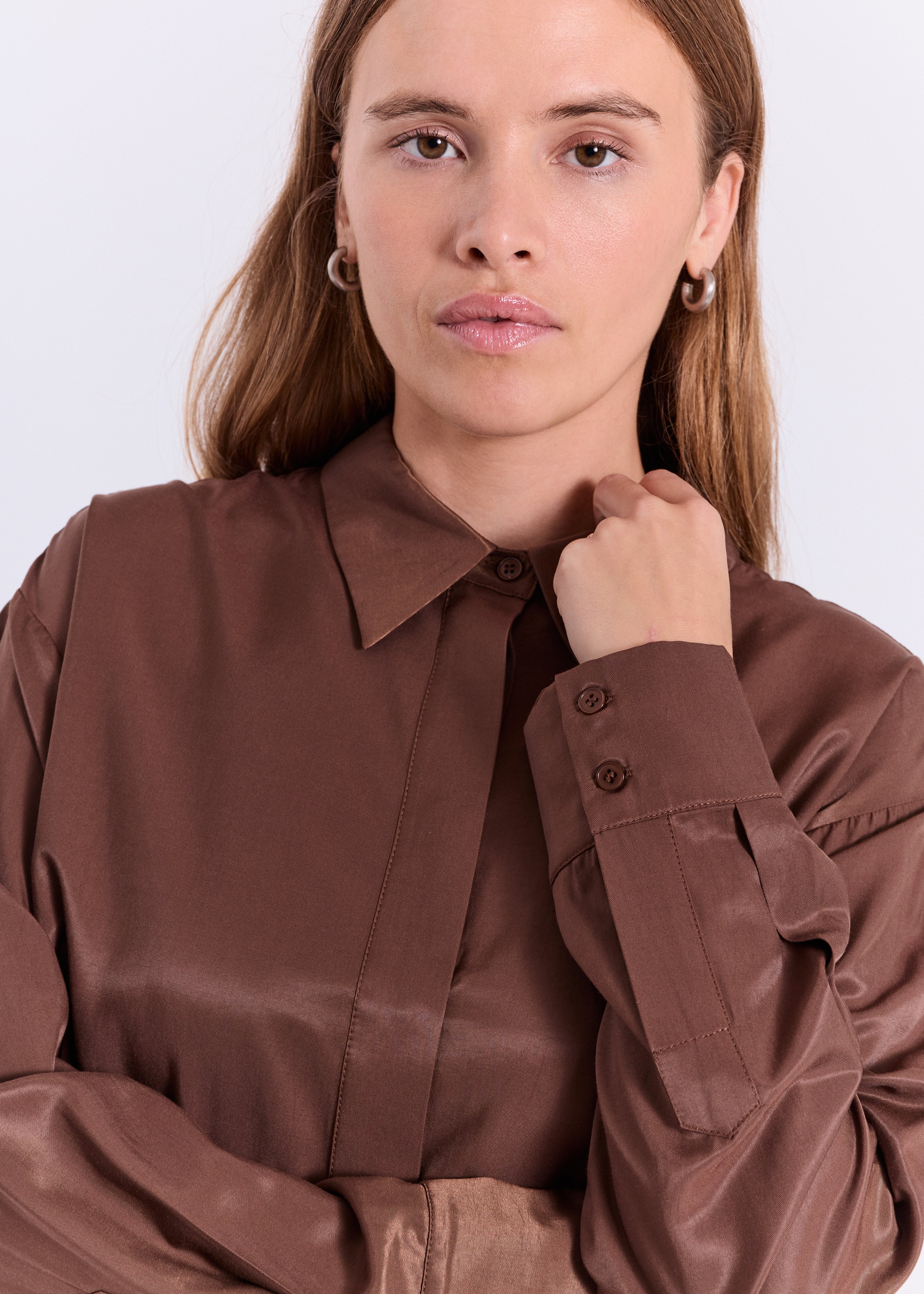 NORR Jola short shirt Skjorter Dark Brown