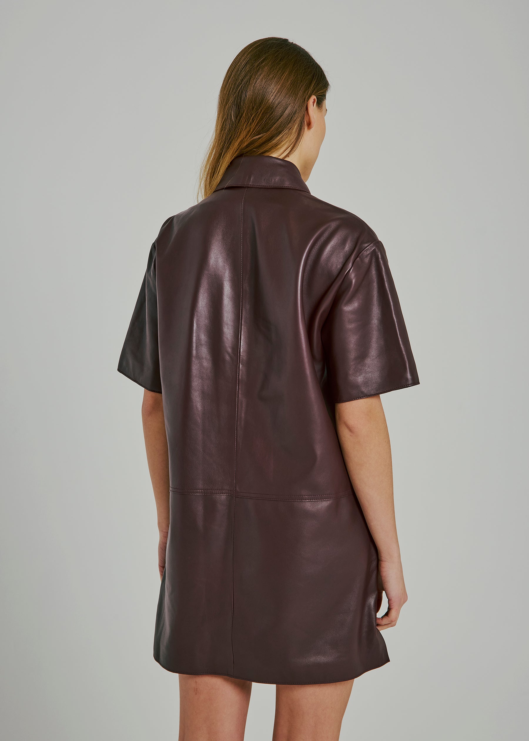 NORR Kamila leather dress Kjoler Bordeaux