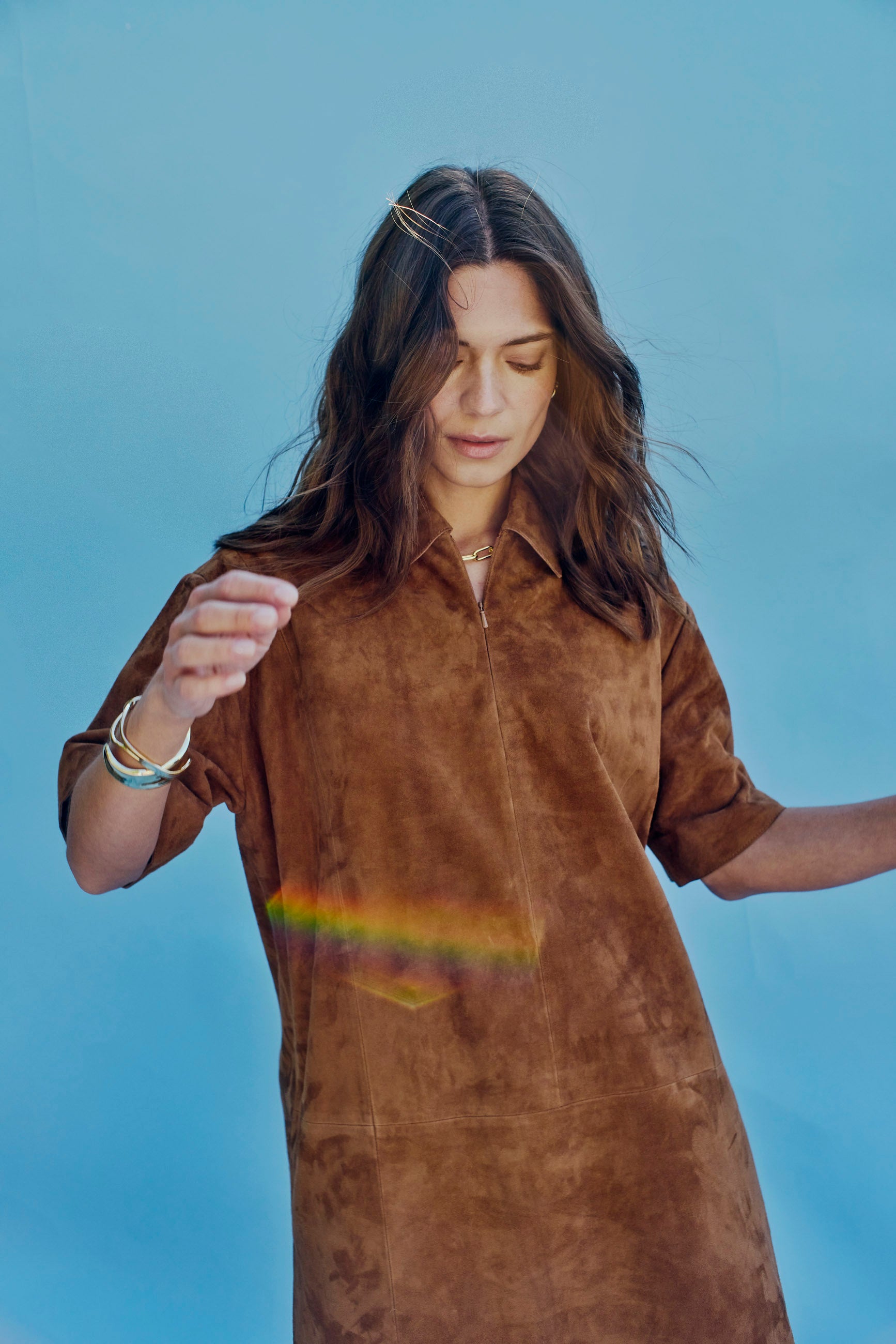 NORR Kamilla suede dress Kjoler Cognac