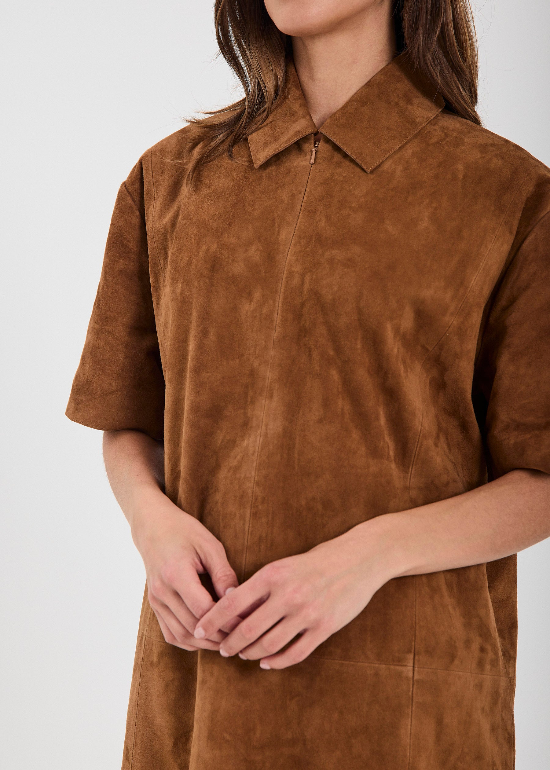 NORR Kamilla suede dress Kjoler Cognac