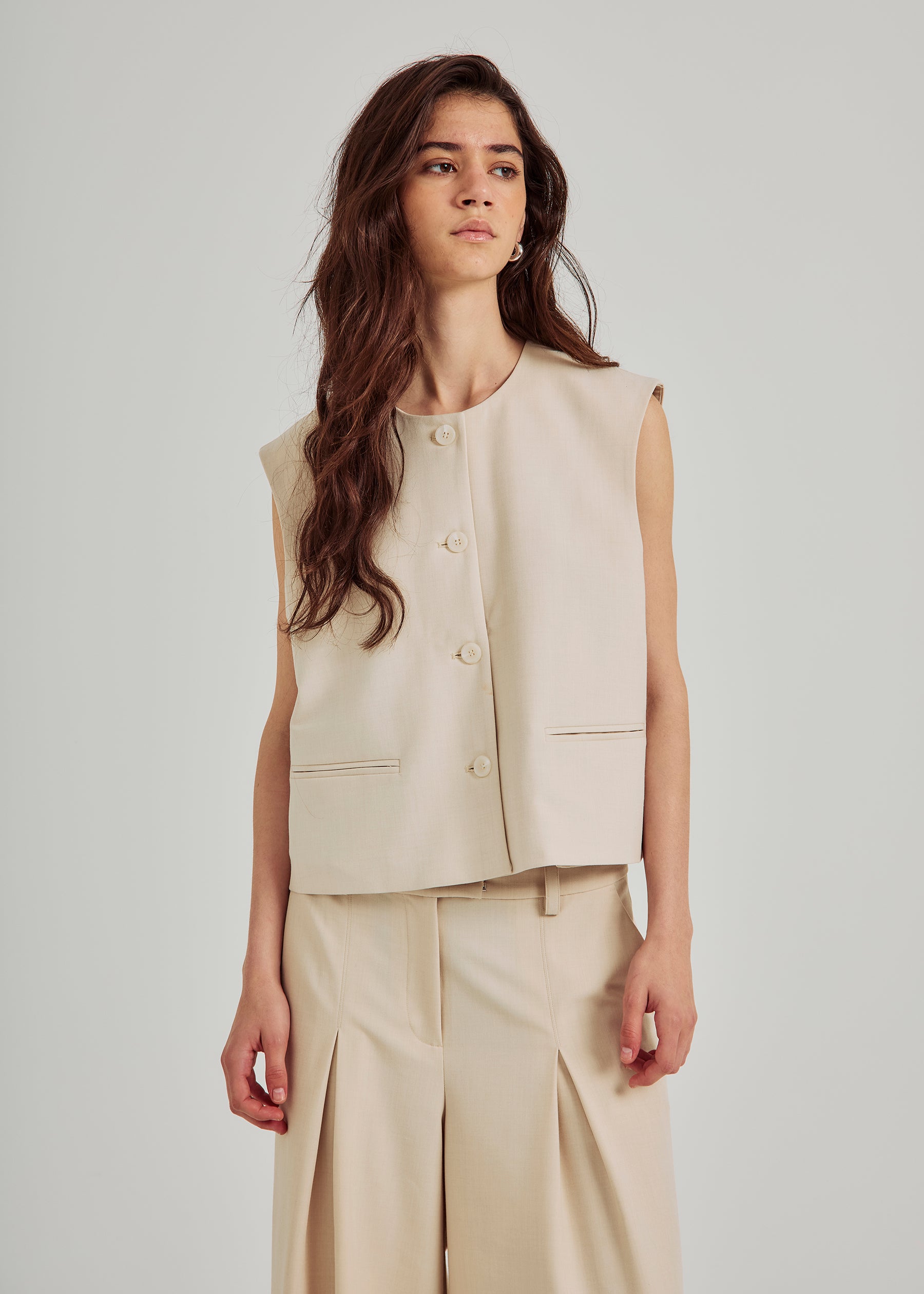 NORR Kamin cropped waistcoat Vest Beige