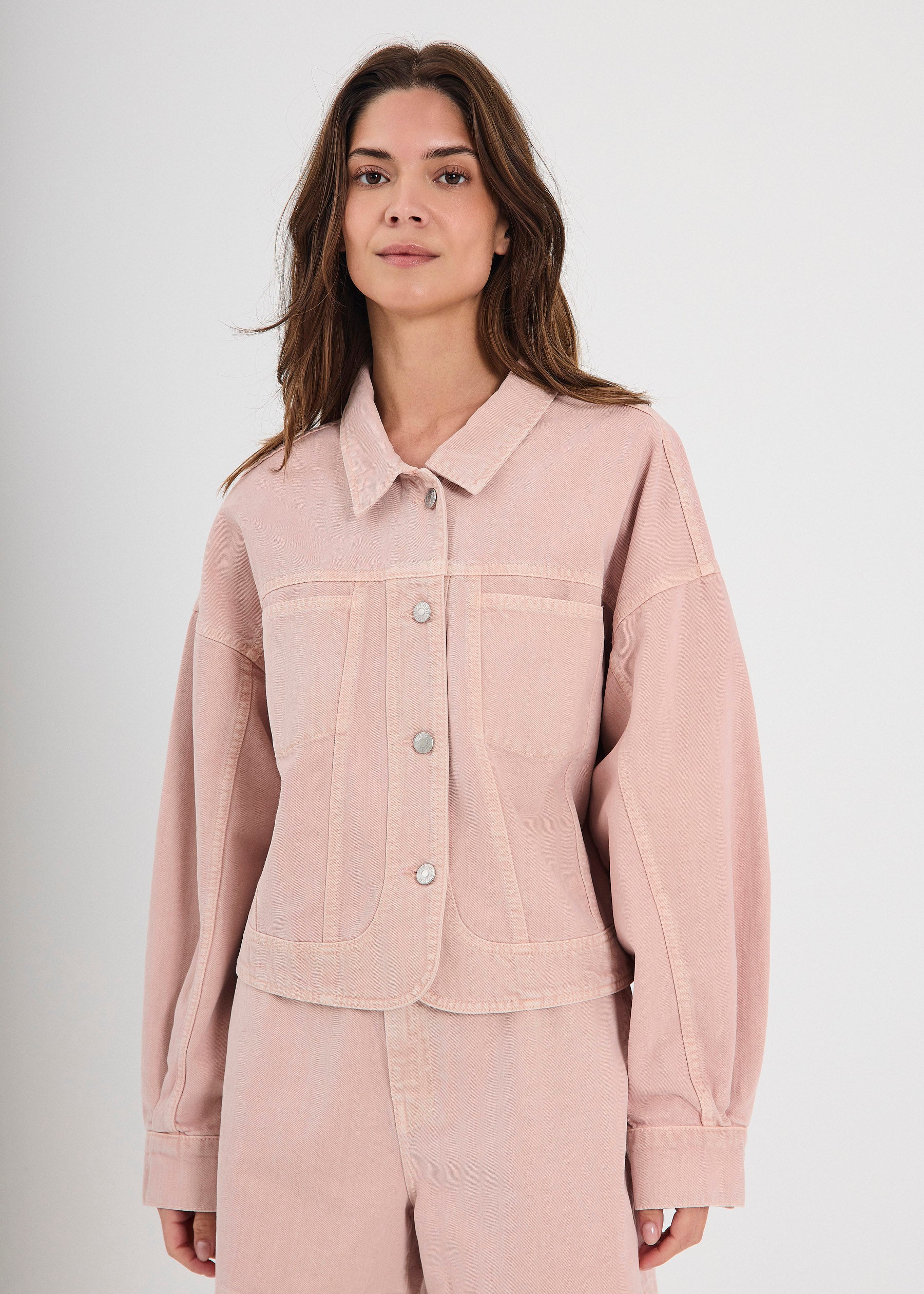 NORR Kenzie LS denim jacket Jakker Light pink wash