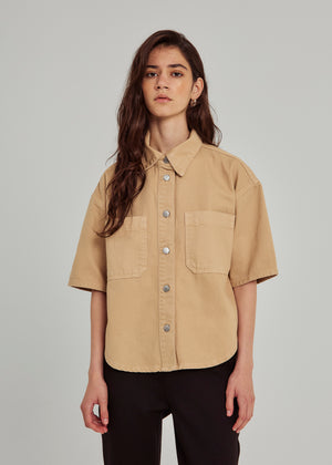 NORR Kenzie SS denim shirt Skjorter Light sand