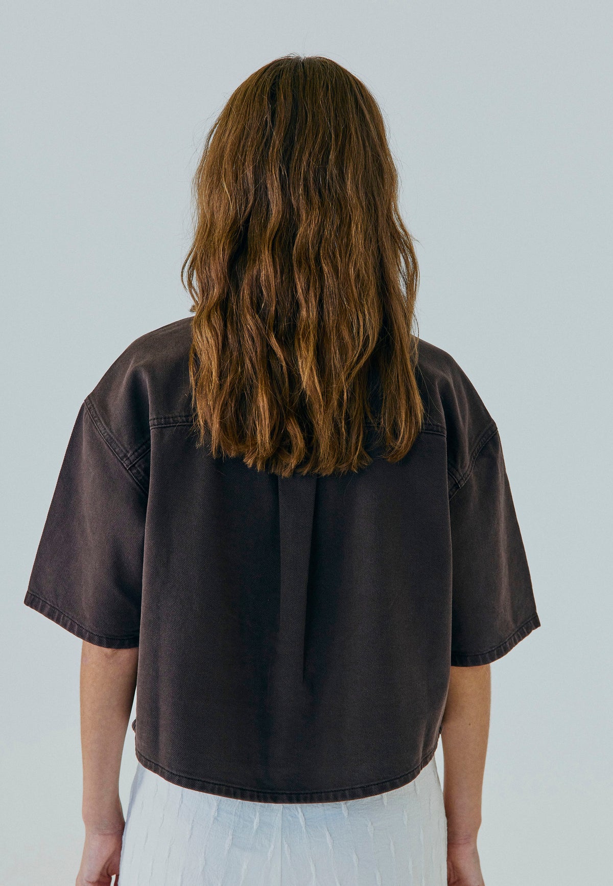 NORR Kenzie SS denim shirt Skjorter Brown washed