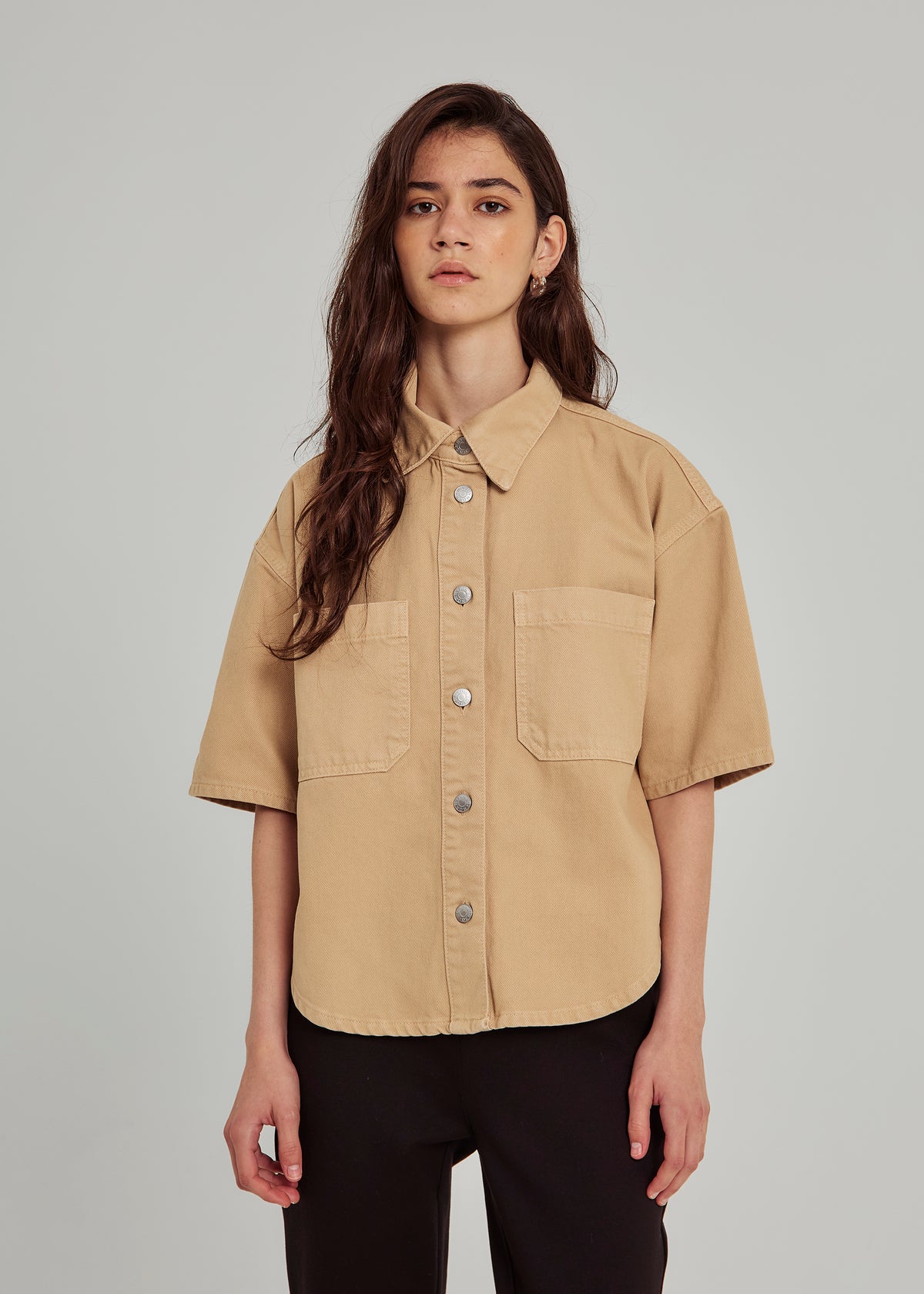 NORR Kenzie SS denim shirt Skjorter Light sand