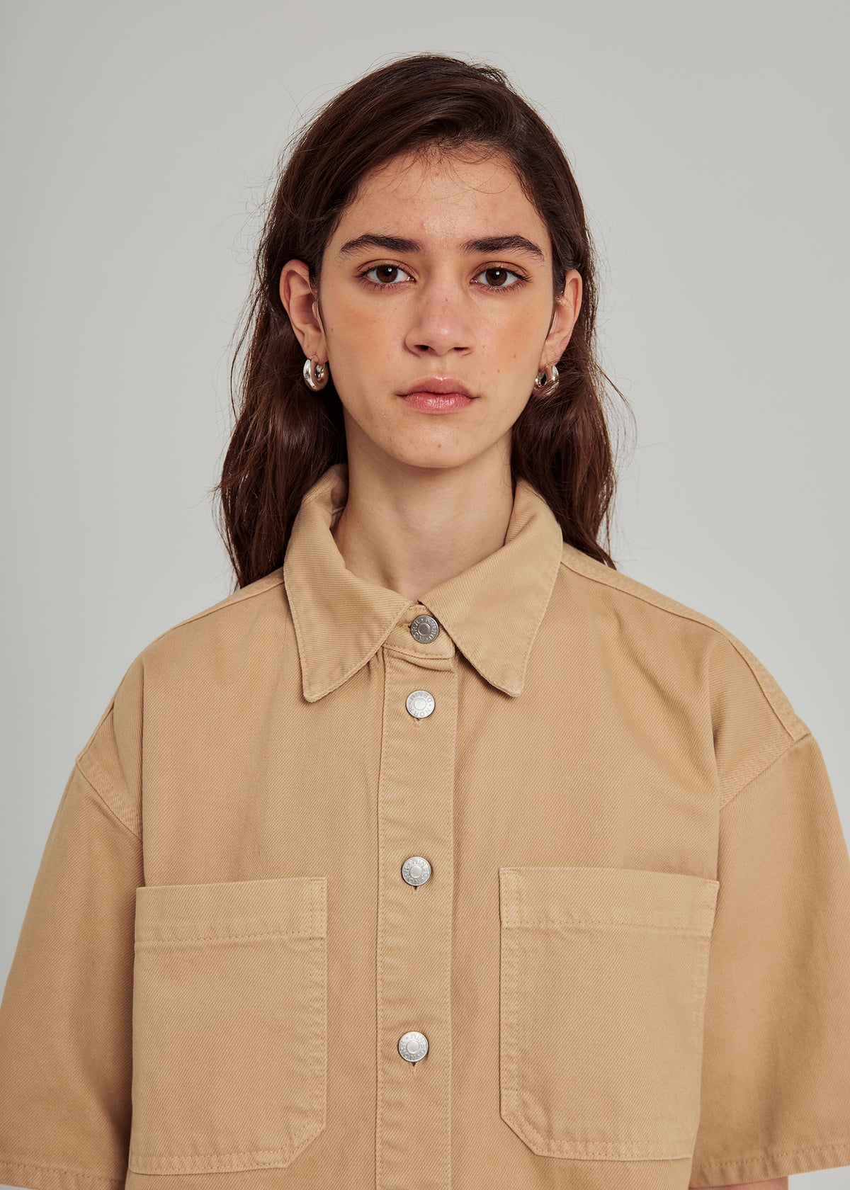 NORR Kenzie SS denim shirt Skjorter Light sand