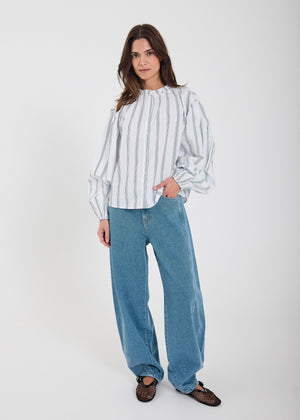 NORR Kenzie barrel jeans Bukser Medium blue denim