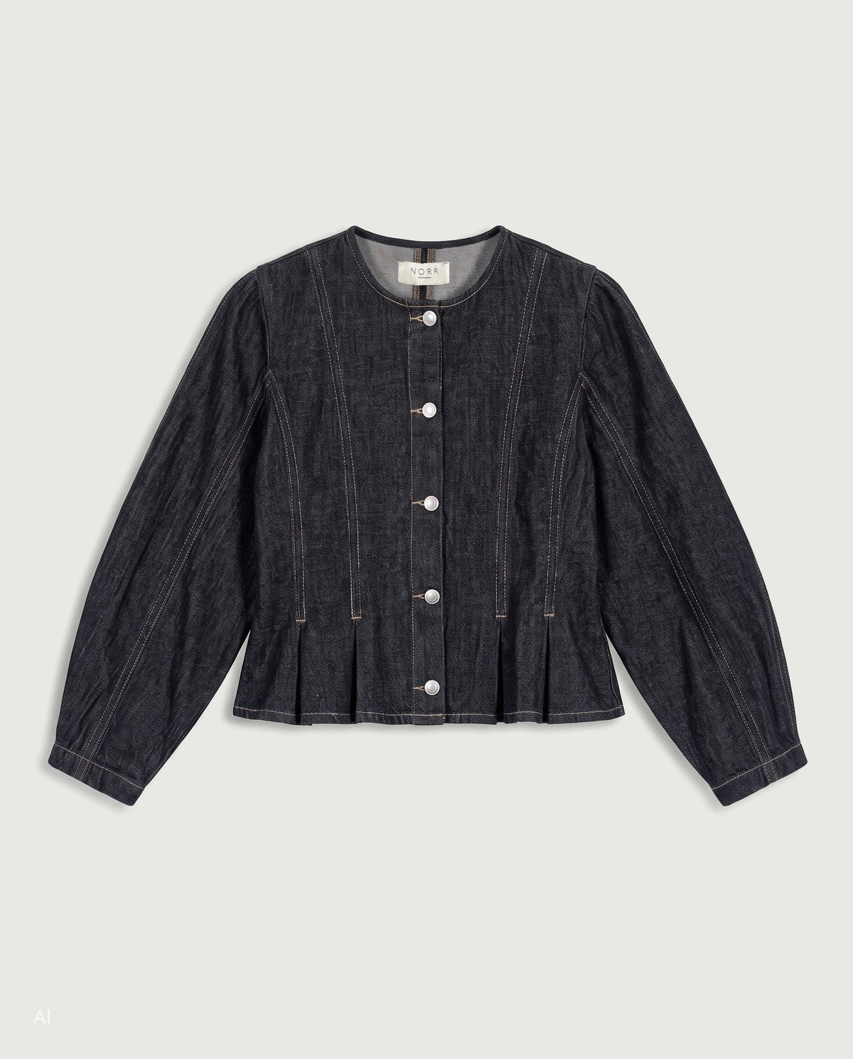 NORR Kenzie peplum denim jacket Jakker Dark blue wash