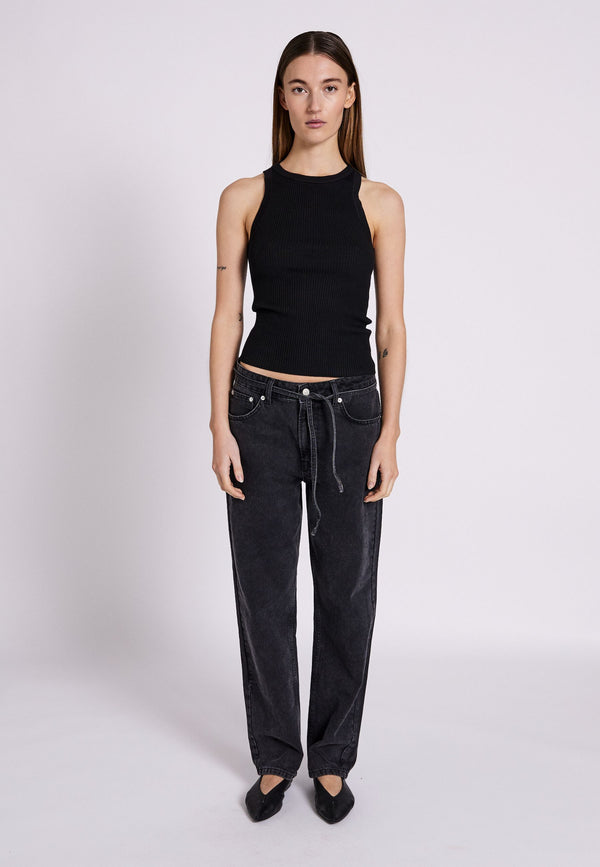 NORR Kenzie relaxed belt jeans Pants Black washed