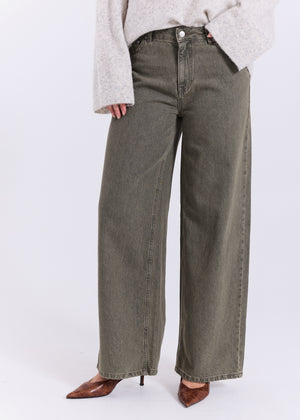 NORR Kenzie wide jeans Bukser Dark green