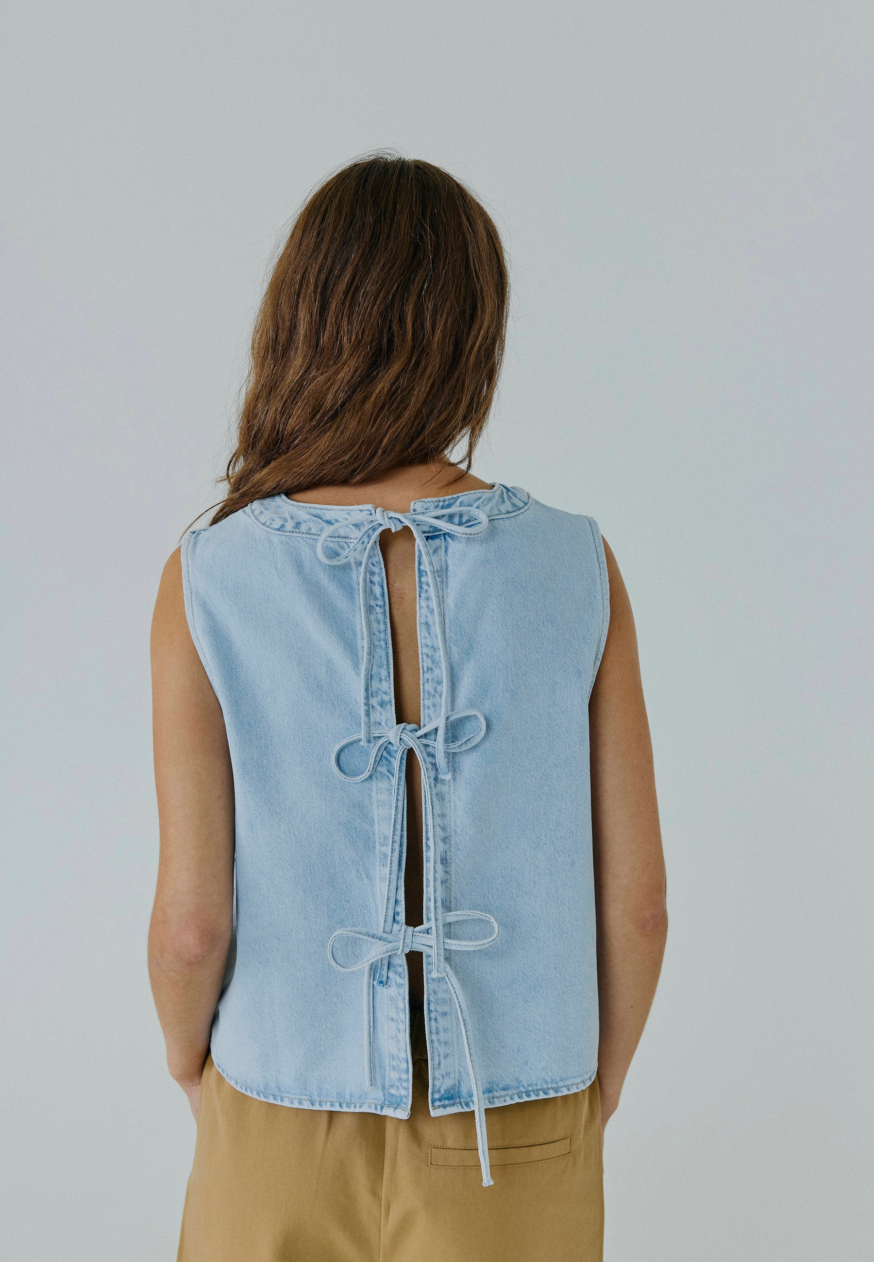NORR Lai denim top Toppe Light blue wash