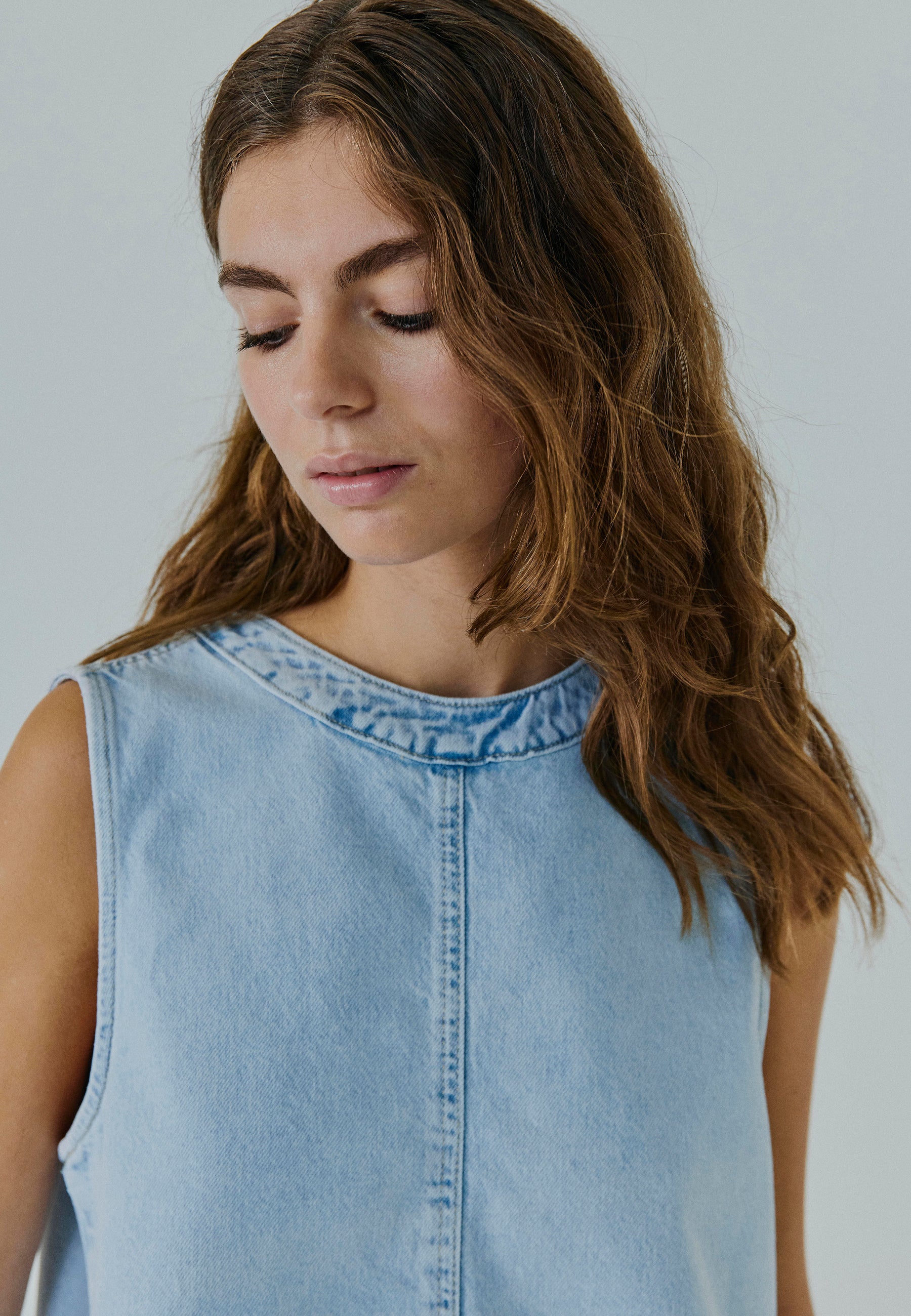 NORR Lai denim top Toppe Light blue wash