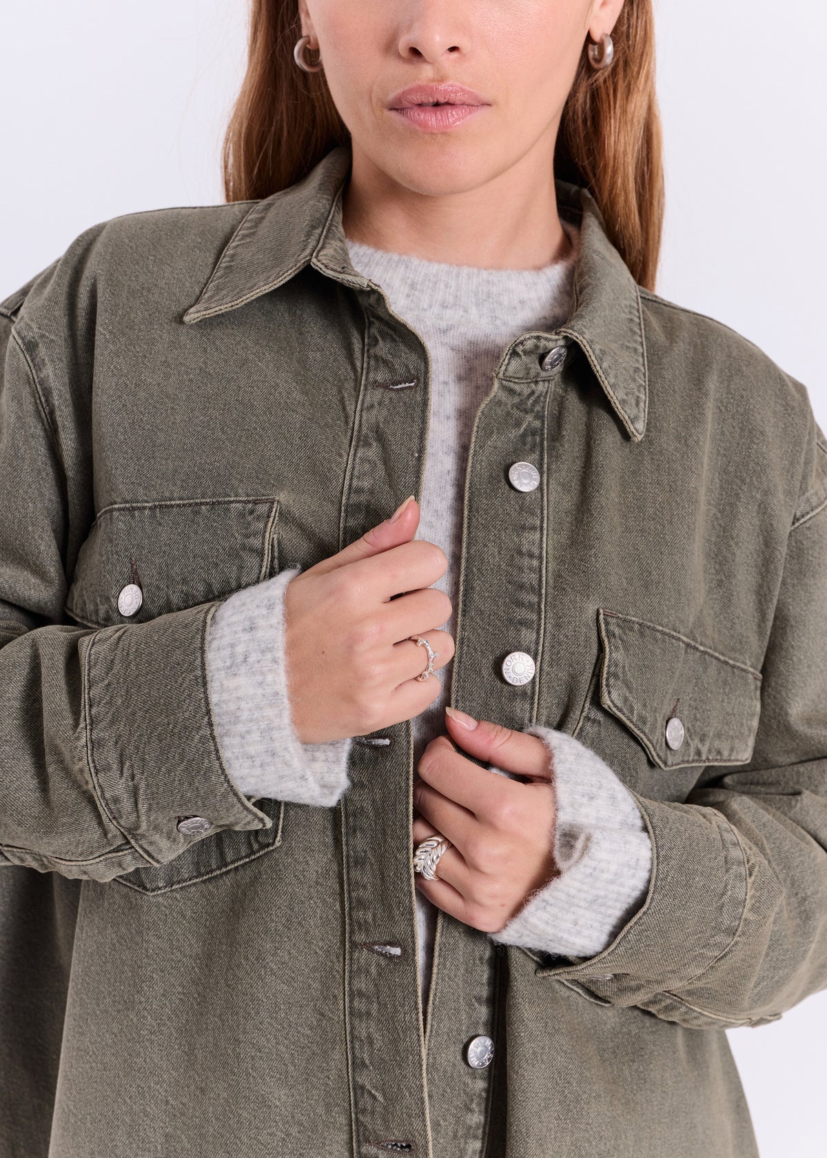 NORR Larisa clean denim shirt Skjorter Dark green