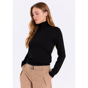 NORR Lena roll neck knit top Strik Black