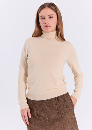 NORR Lena roll neck knit top Strik Light yellow