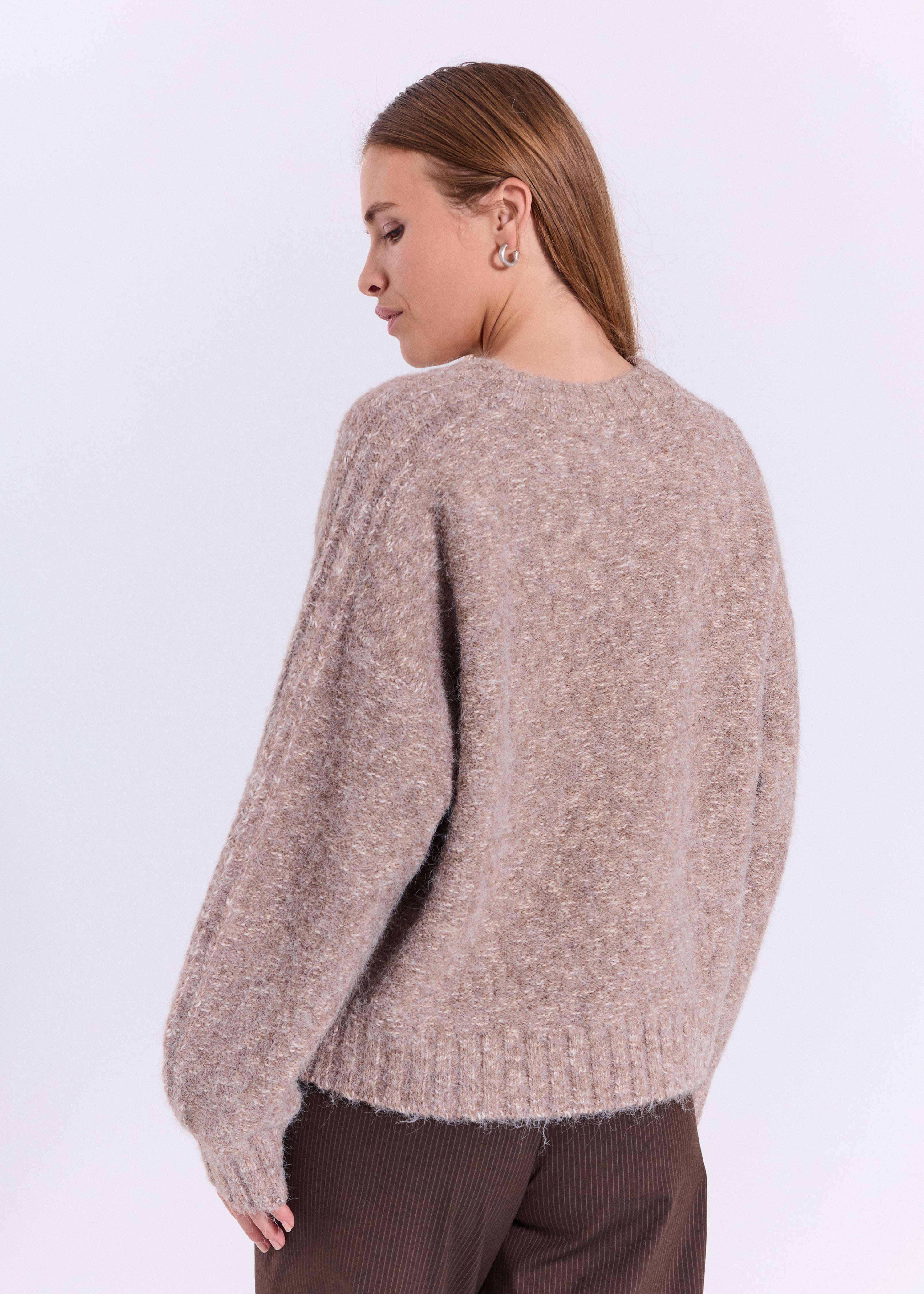 NORR Lillen knit top Strik Brown melange