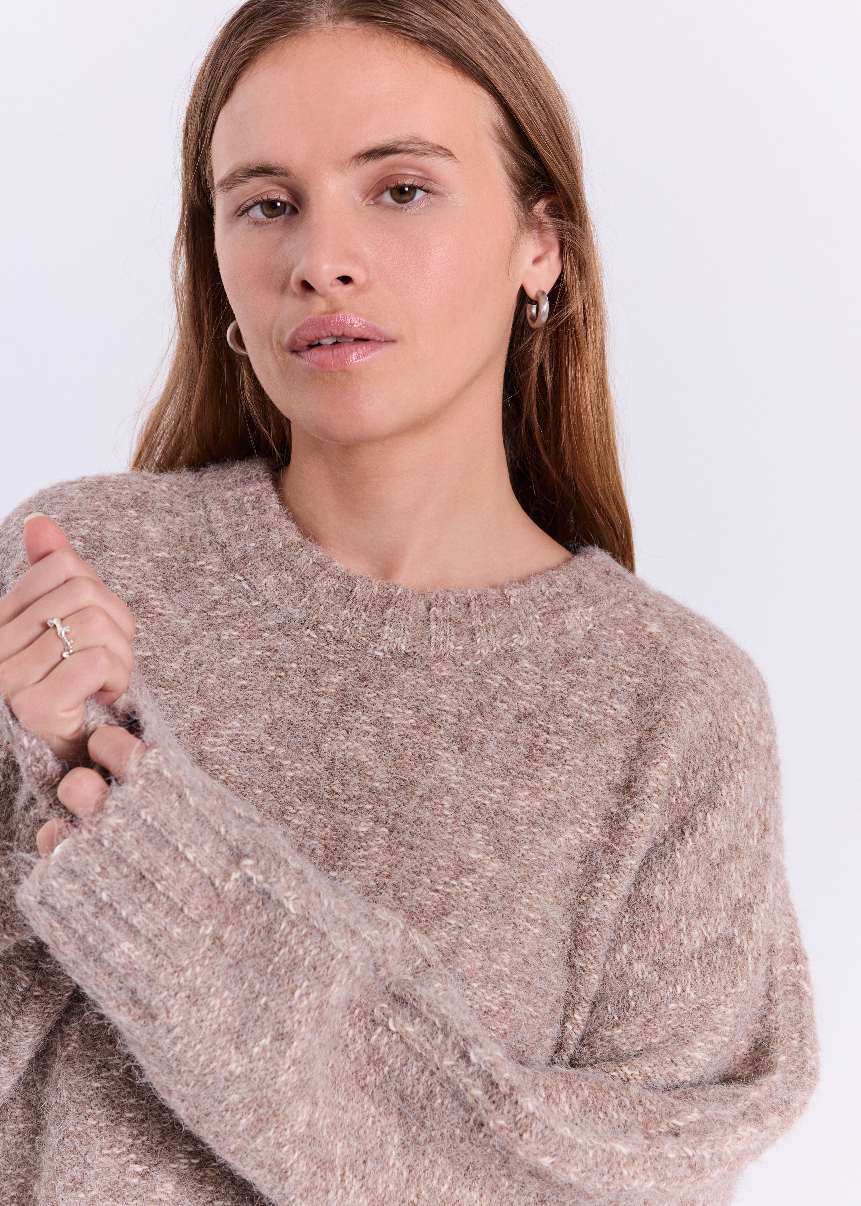 NORR Lillen knit top Strik Brown melange